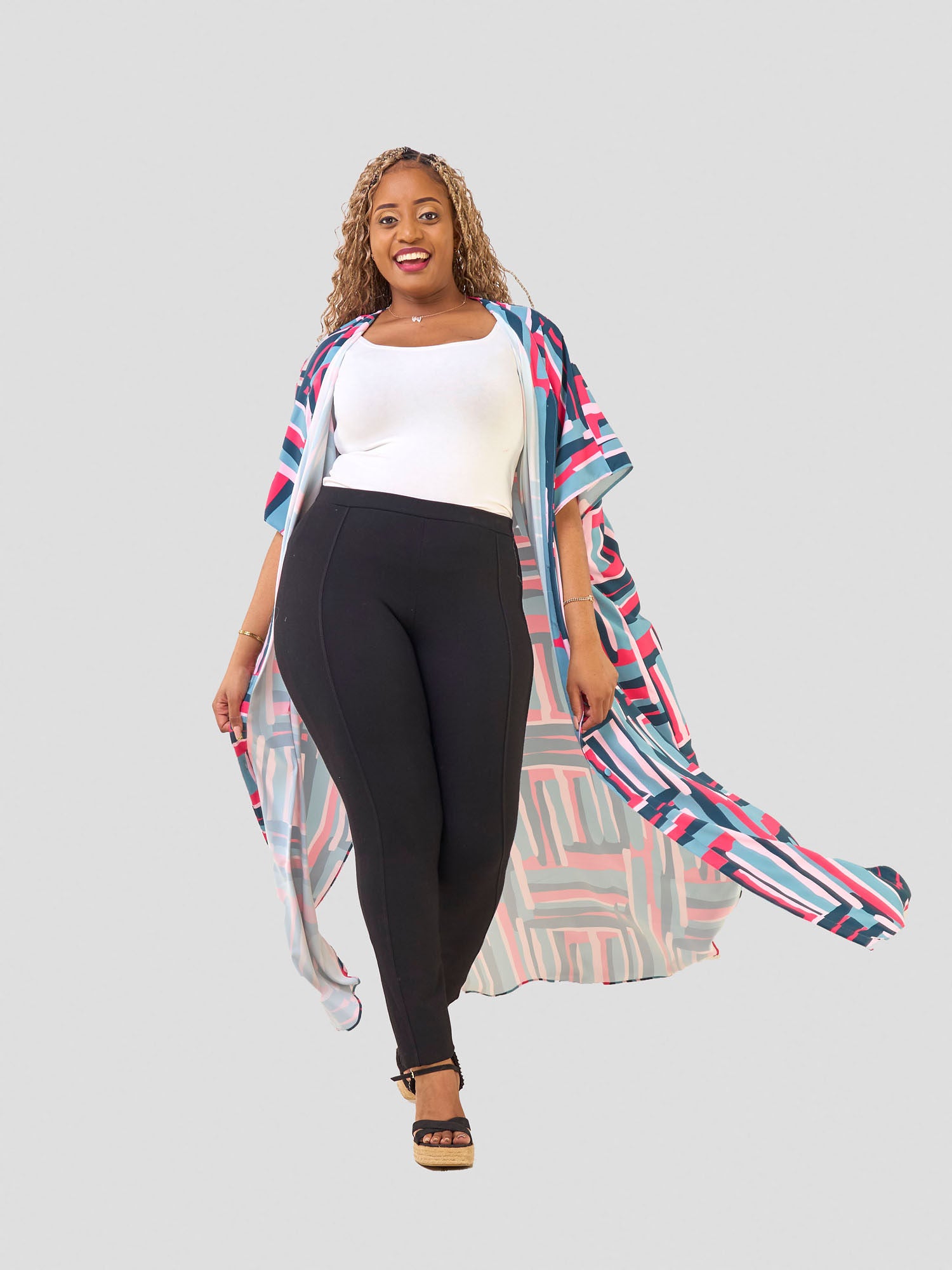 Vivo Hadiya Kimono - Olive / Pink Hadi Print