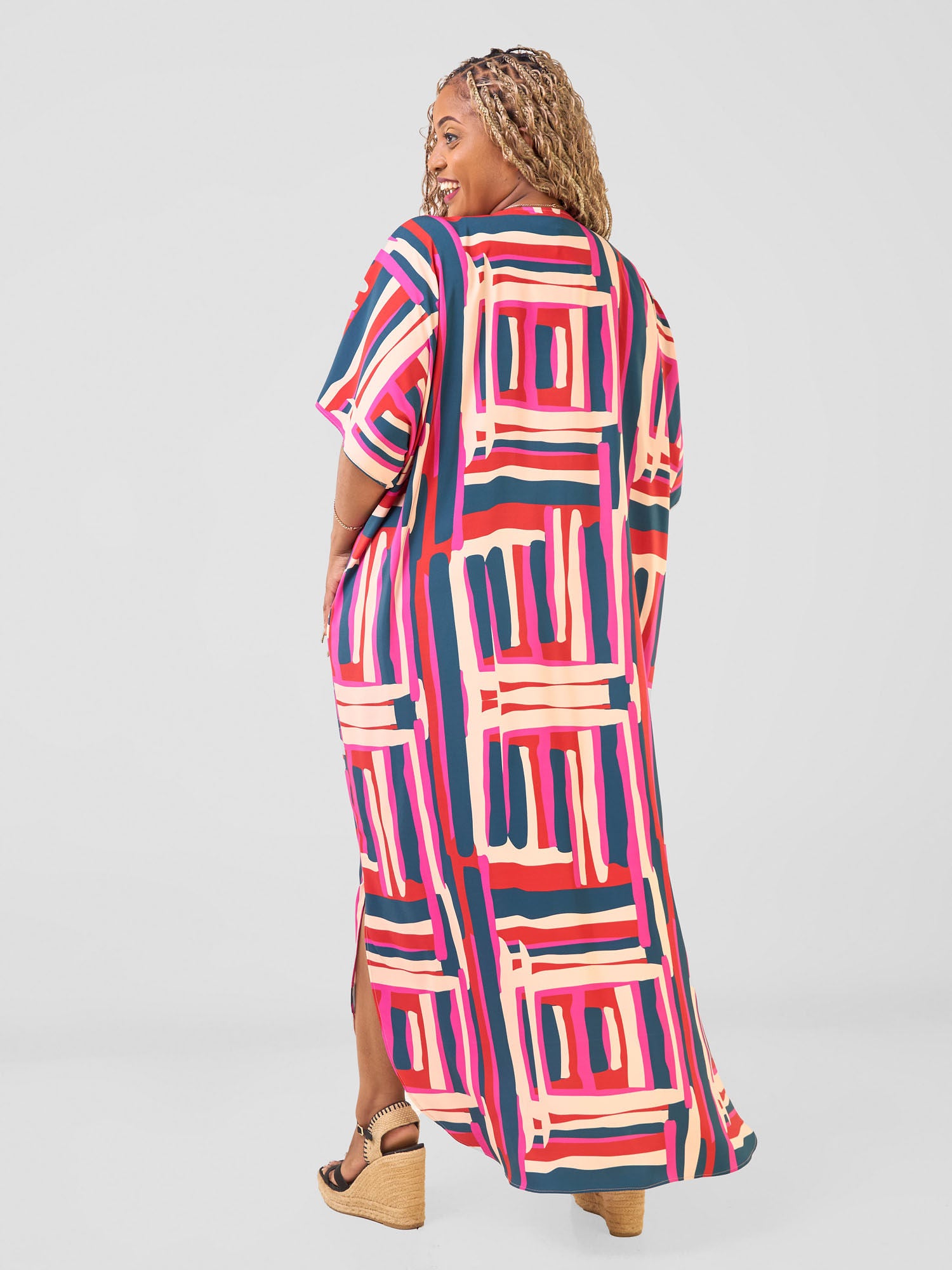 Vivo Hadiya Kimono - Pink / Teal Hadi Print