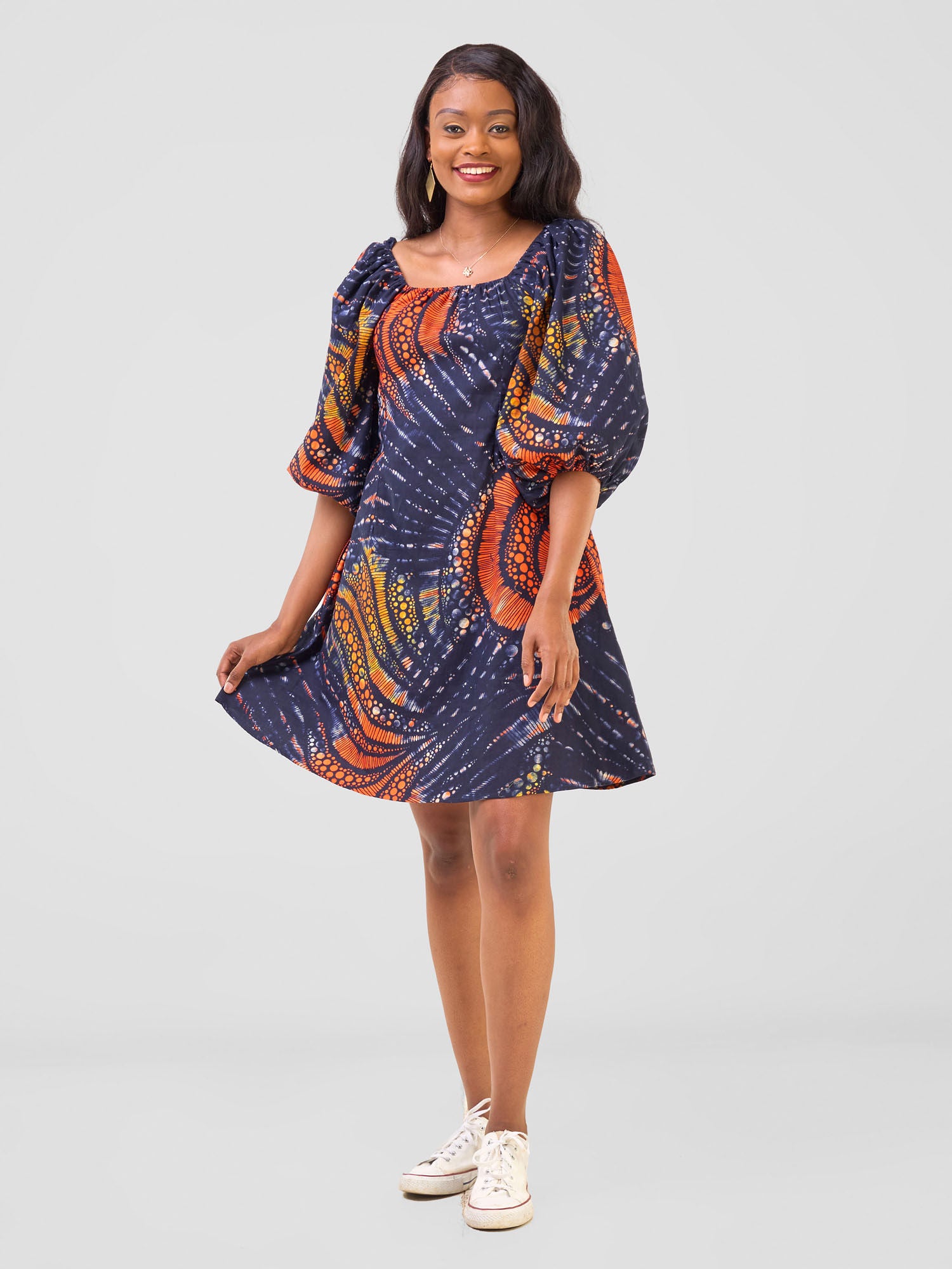 Safari Njano Front Tie Dress - Sai Print