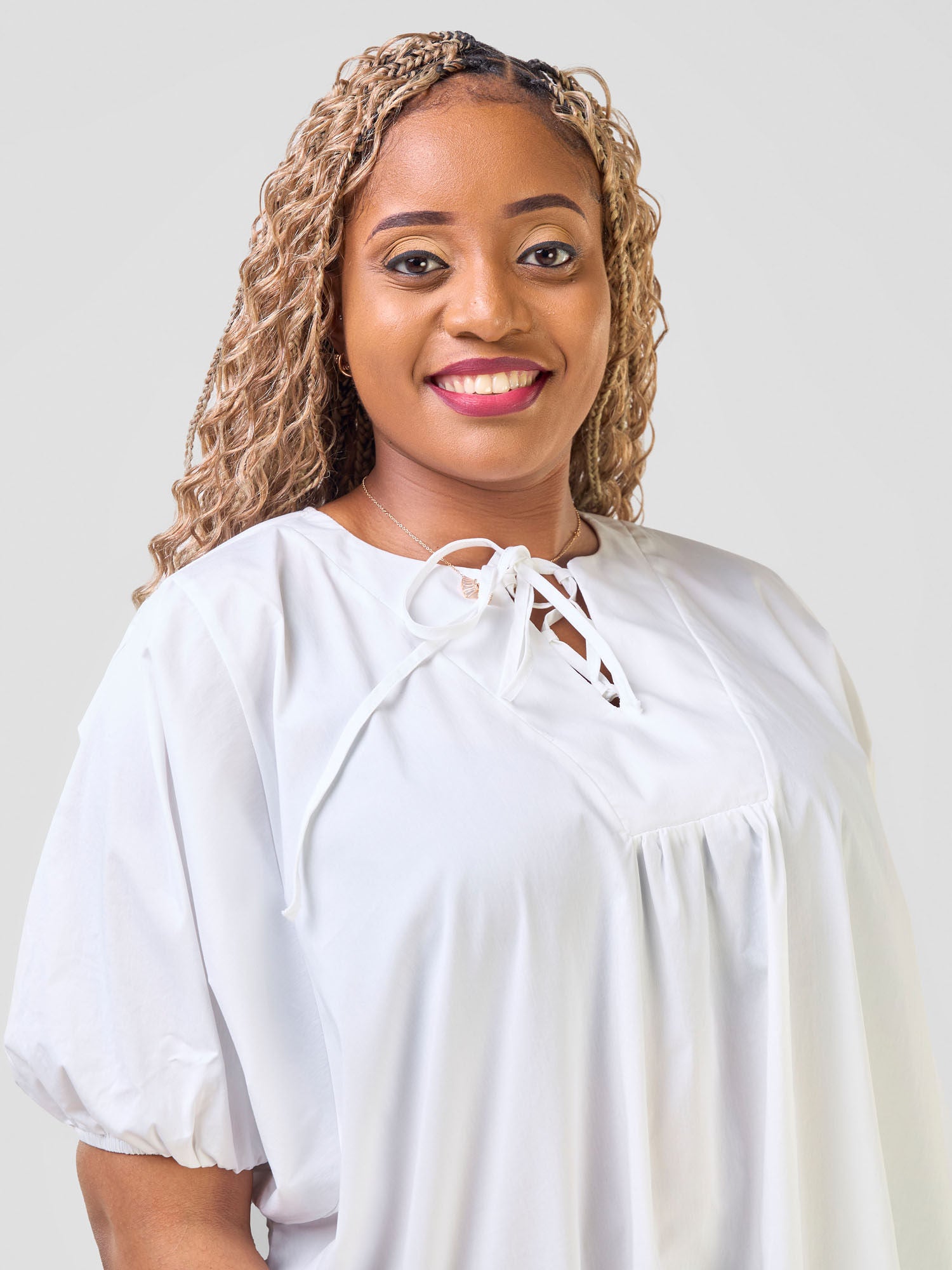 Safari Njano Tie Front Wide Top - White