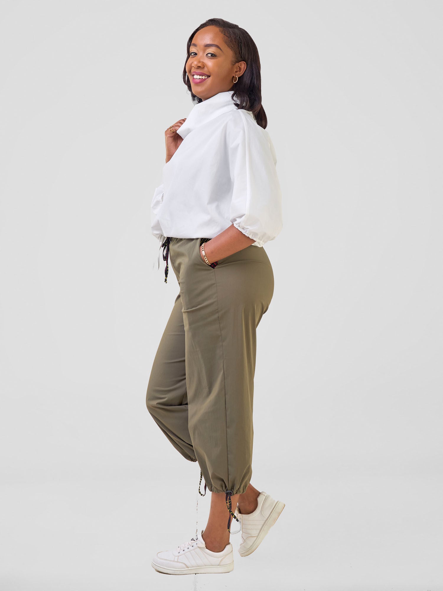Safari Njano Cowl Top - White
