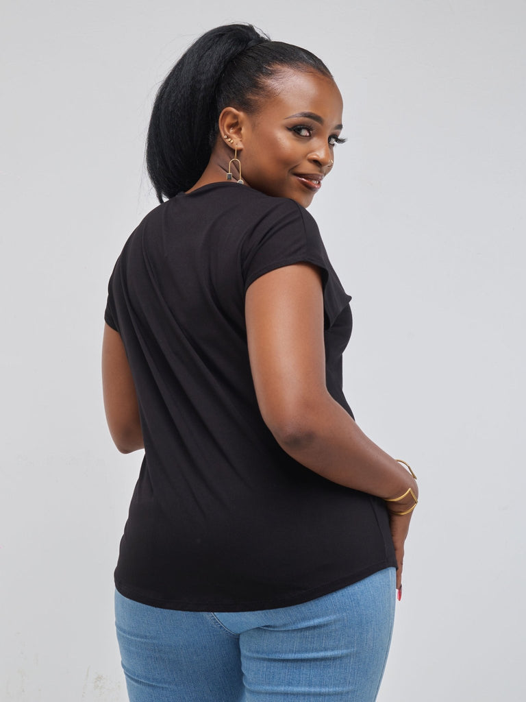 Vivo Basic Drop Shoulder Top - Black - Shopzetu