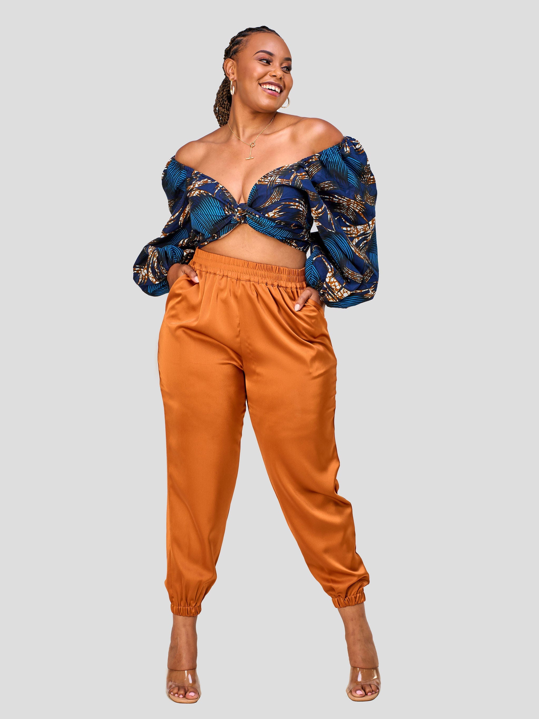 Vivo Nimali Satin Joggers - Rust