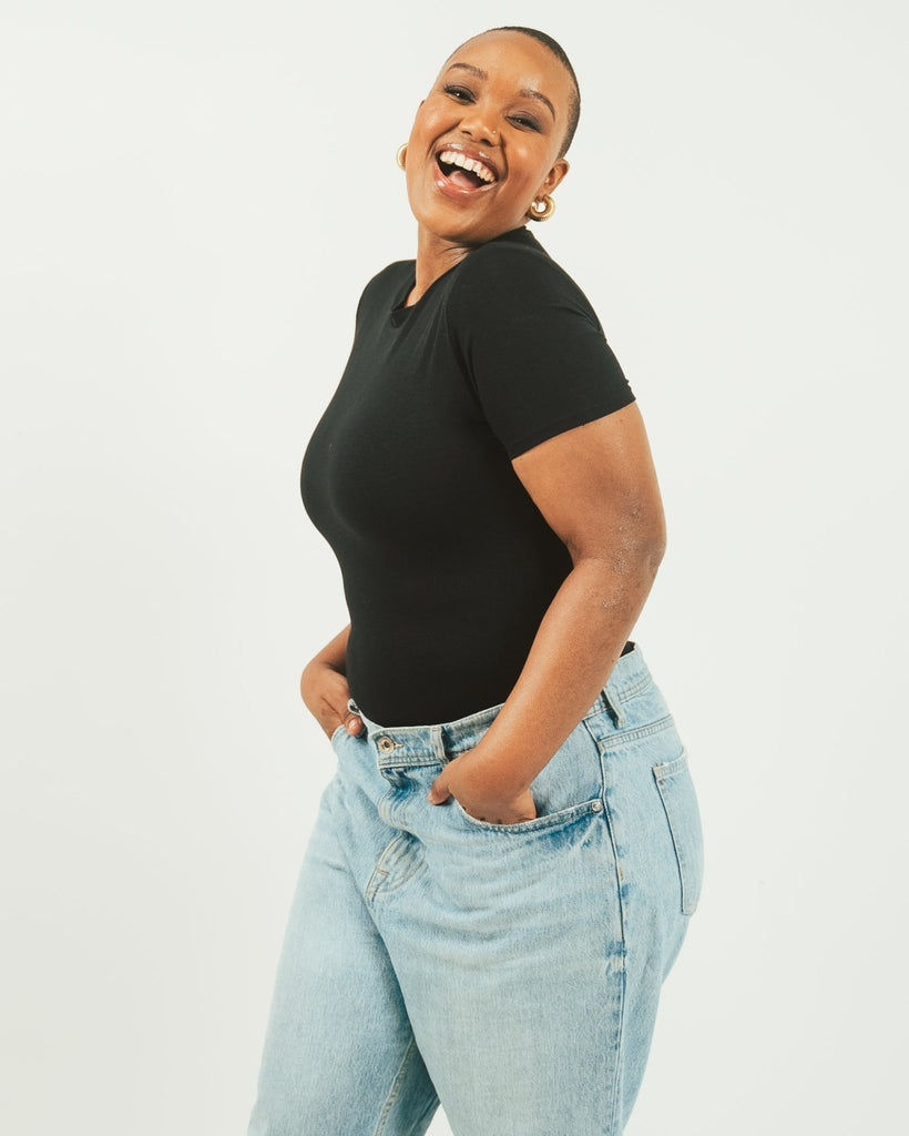 Vivo X This Is Essential Short Sleeve Bodysuit - Black - Shopzetu