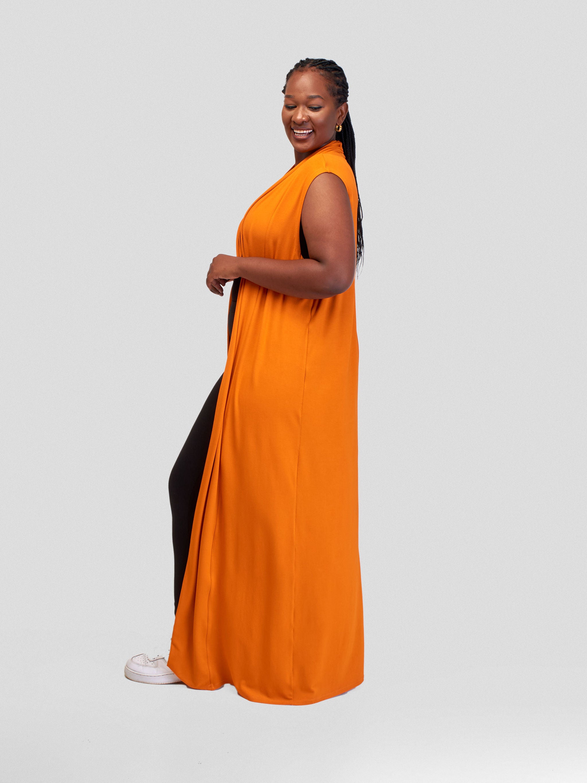 Vivo Basic Sleeveless Extra Long Lily Waterfall - Burnt Orange