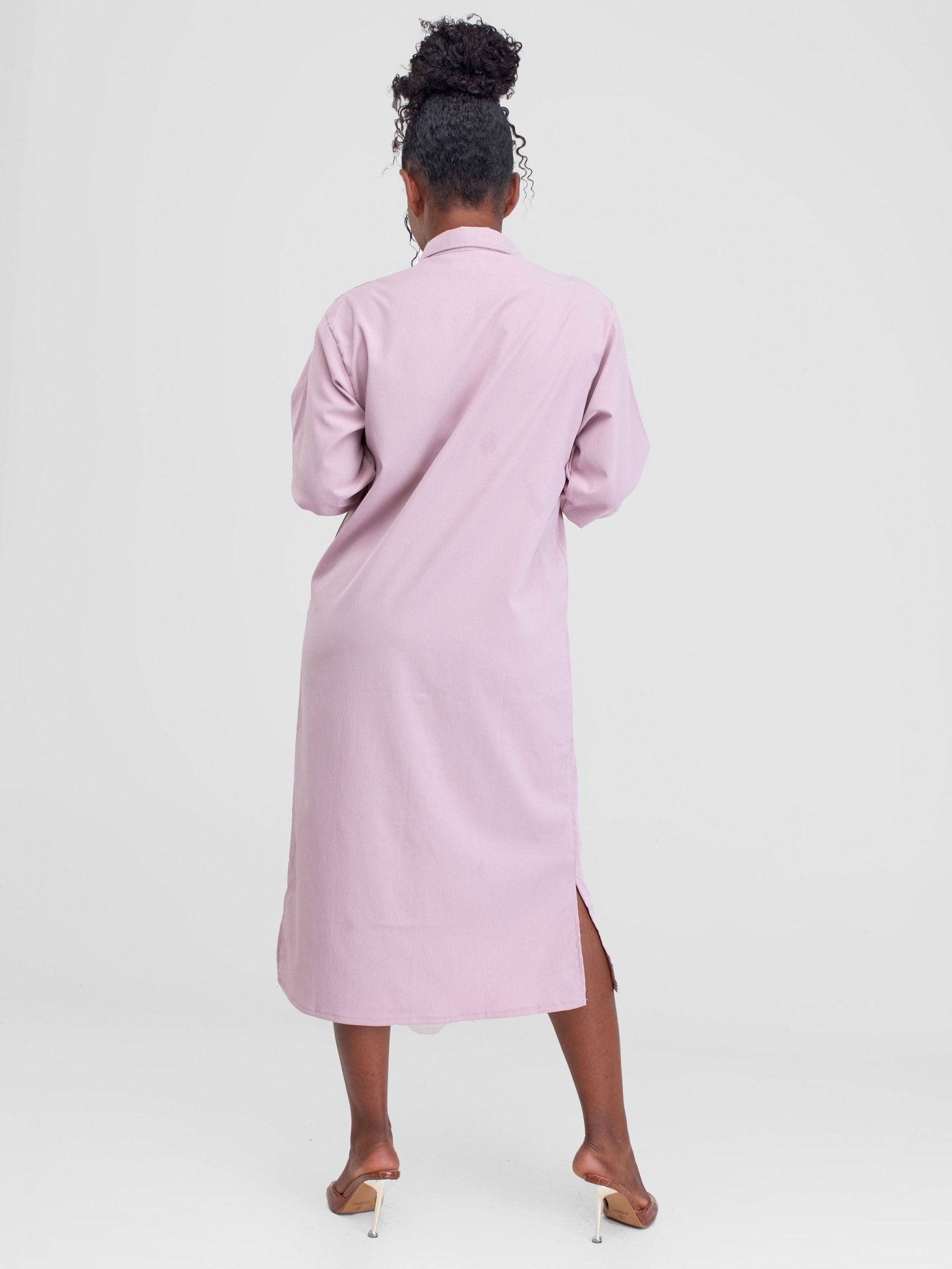 Alara Basic Shirt Dress - Blush Pink - Shopzetu