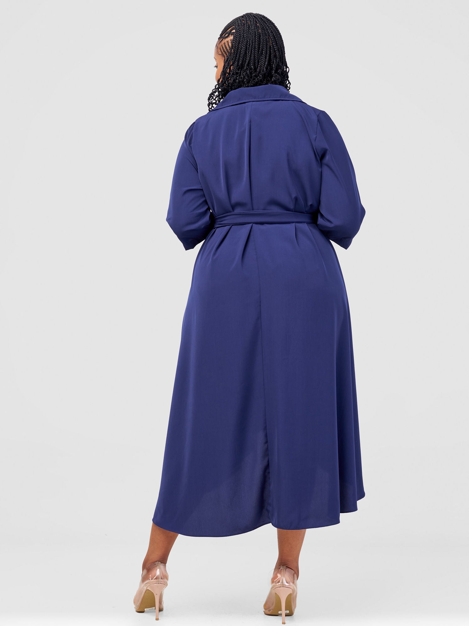 Vivo Yumi High Low Shirt Dress - Navy Blue