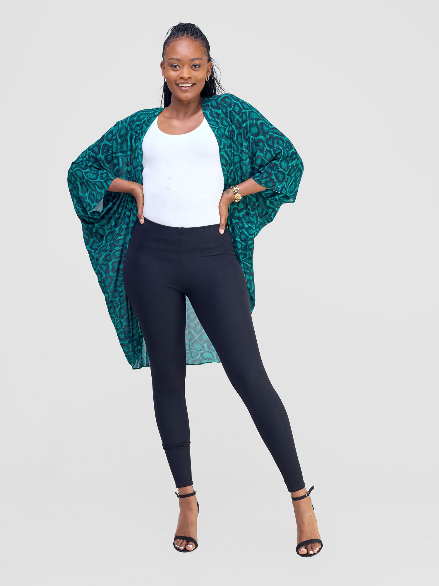 Vivo Maisha Butterfly Waterfall - Green / Black Chui Print