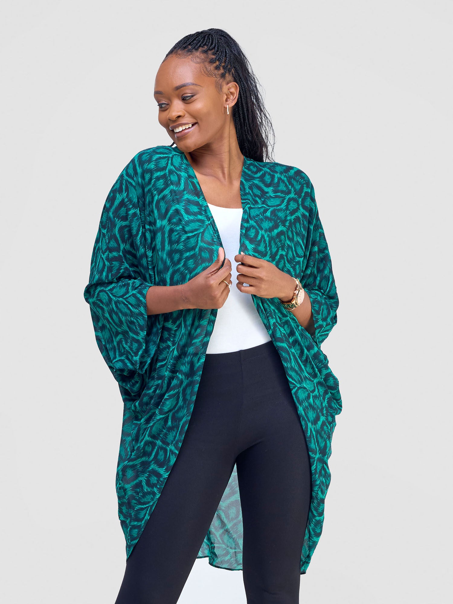 Vivo Maisha Butterfly Waterfall - Green / Black Chui Print