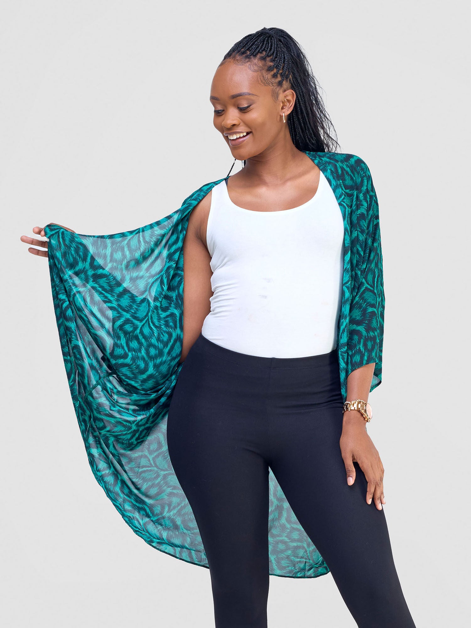 Vivo Maisha Butterfly Waterfall - Green / Black Chui Print