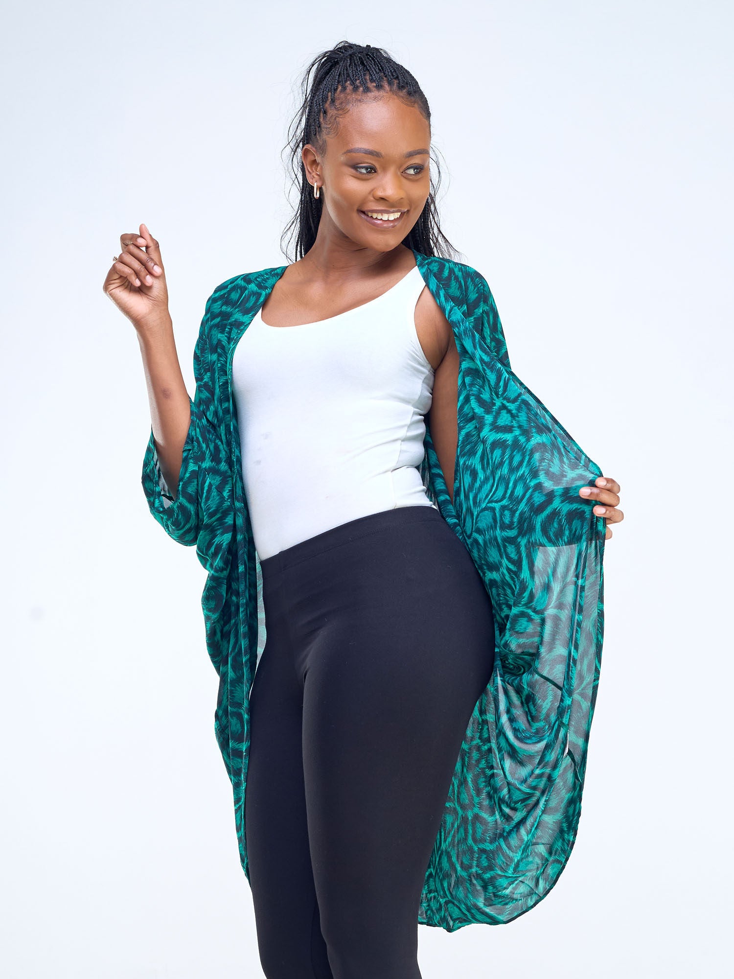 Vivo Maisha Butterfly Waterfall - Green / Black Chui Print