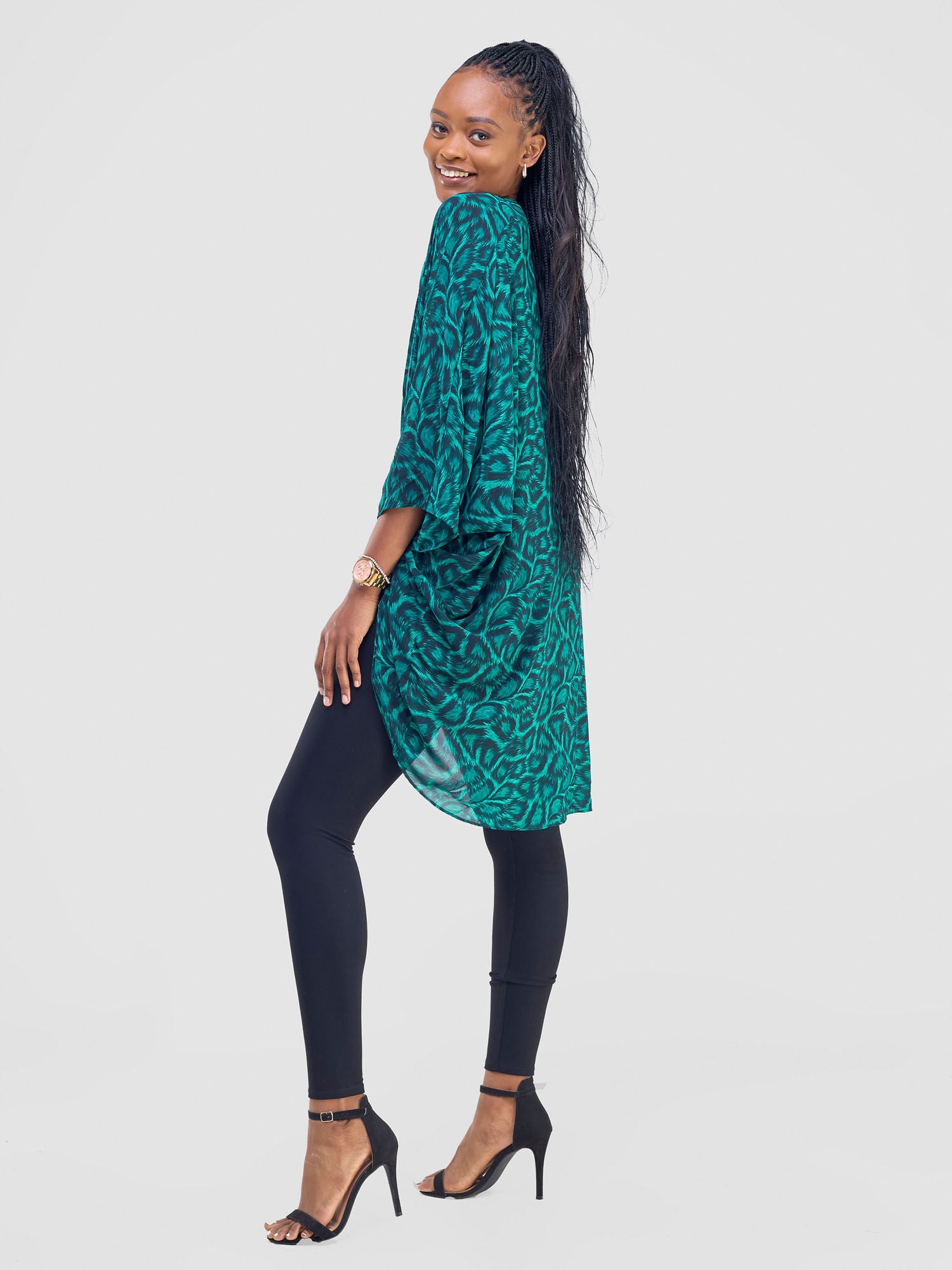 Vivo Maisha Butterfly Waterfall - Green / Black Chui Print