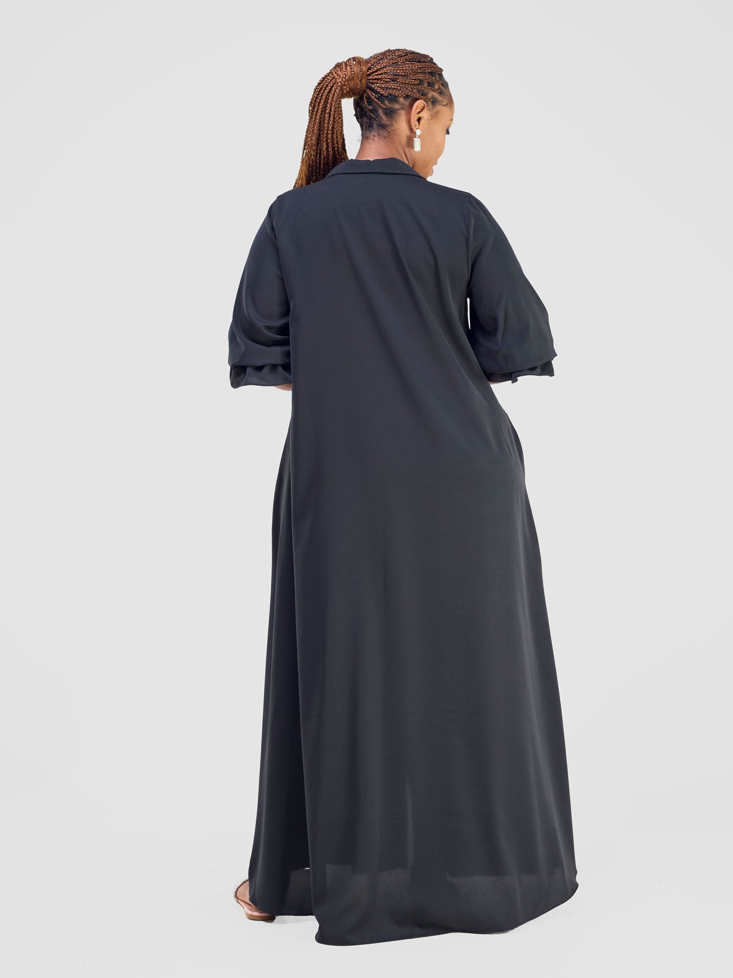 Vivo Hadiya Flounce Sleeve Maxi Dress - Black