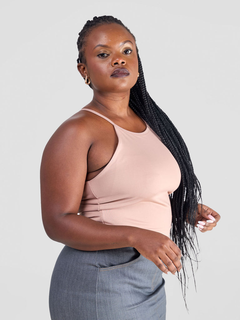 Zoya Yuni Halter Midriff Top - Taupe