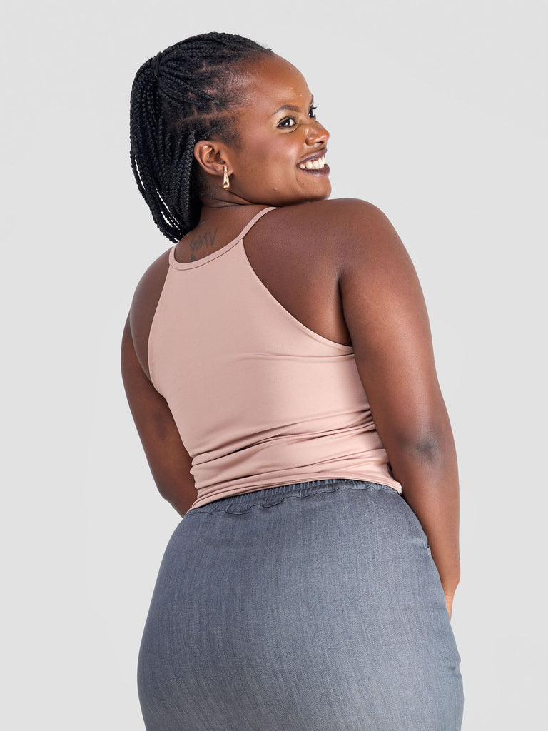 Zoya Yuni Halter Midriff Top - Taupe