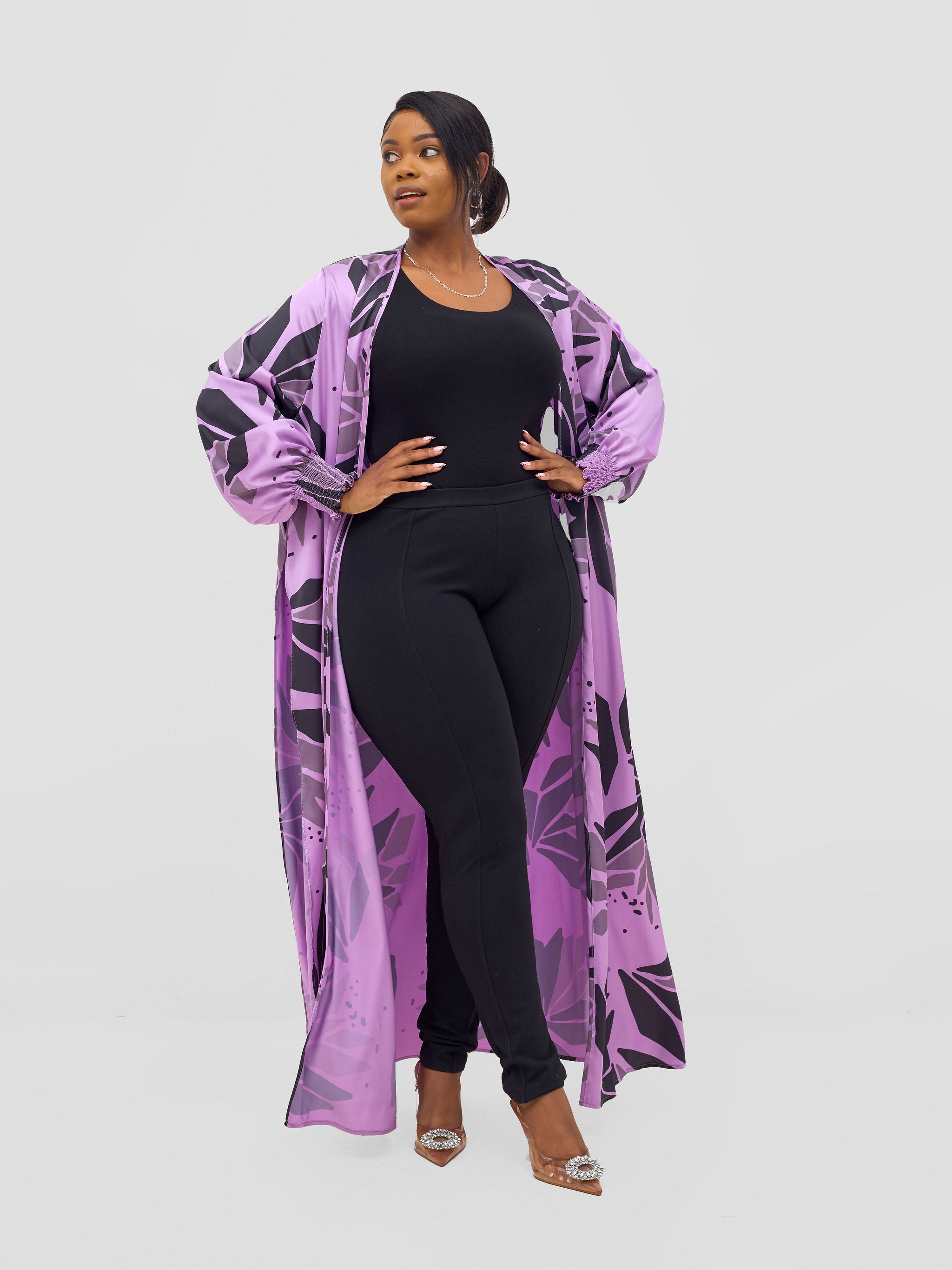 Vivo Ayah Kimono - Lilac / Black Tullu Print