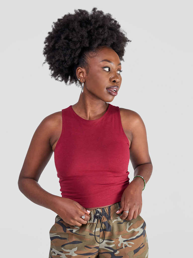 Zoya Yuni Halter Tank Top - Maroon