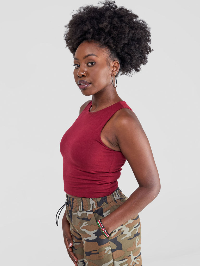 Zoya Yuni Halter Tank Top - Maroon