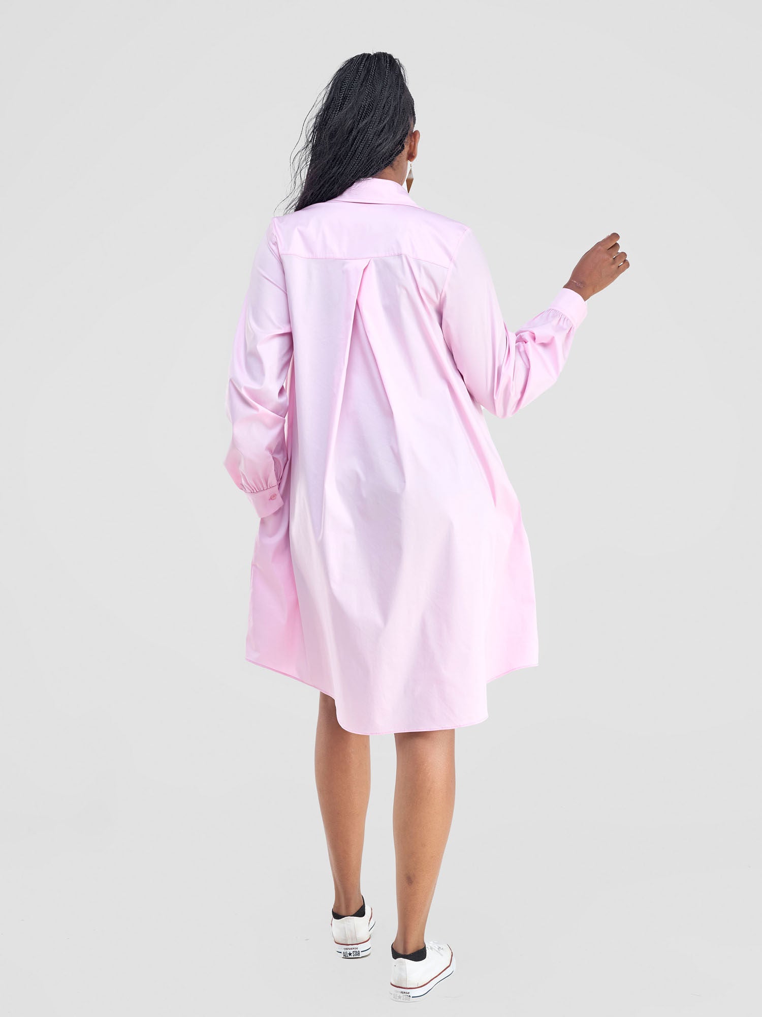 Safari Kaya Long Sleeve Shirt Dress - Light Pink