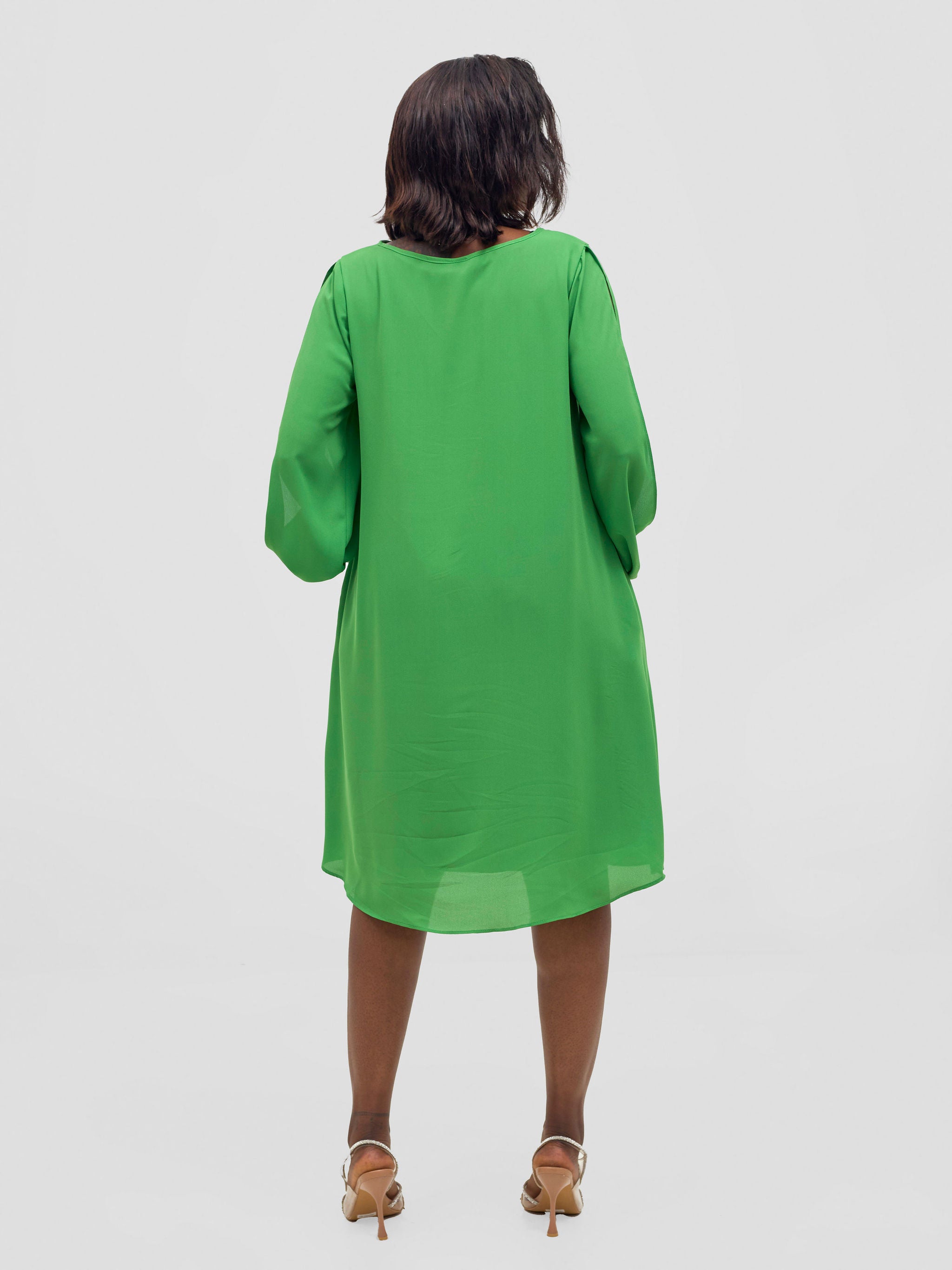 Vivo Lamu Knee Length Chiffon Dress - Lime