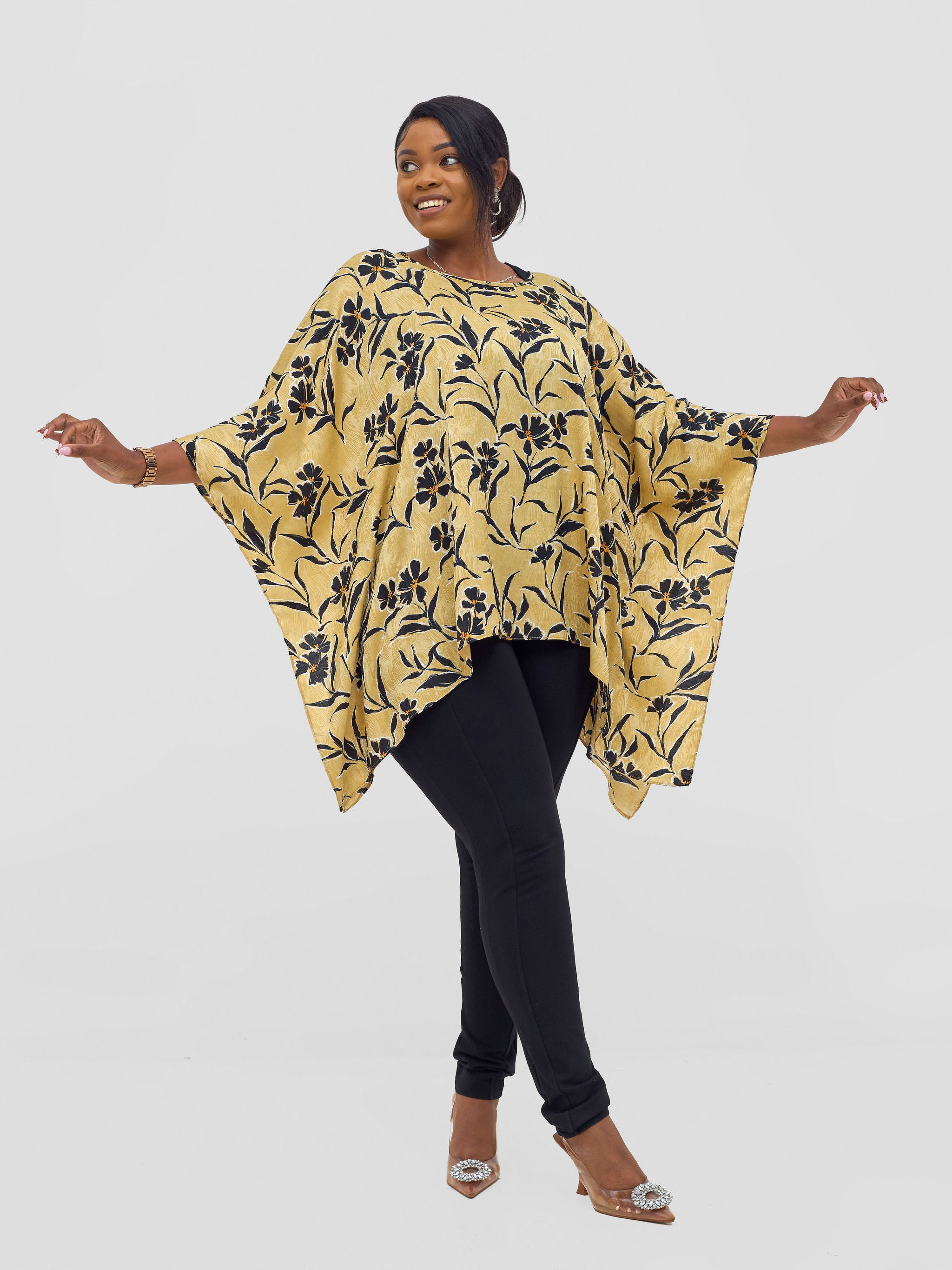 Vivo Ayana Wide Top - Beige / Mustard Bayu Print