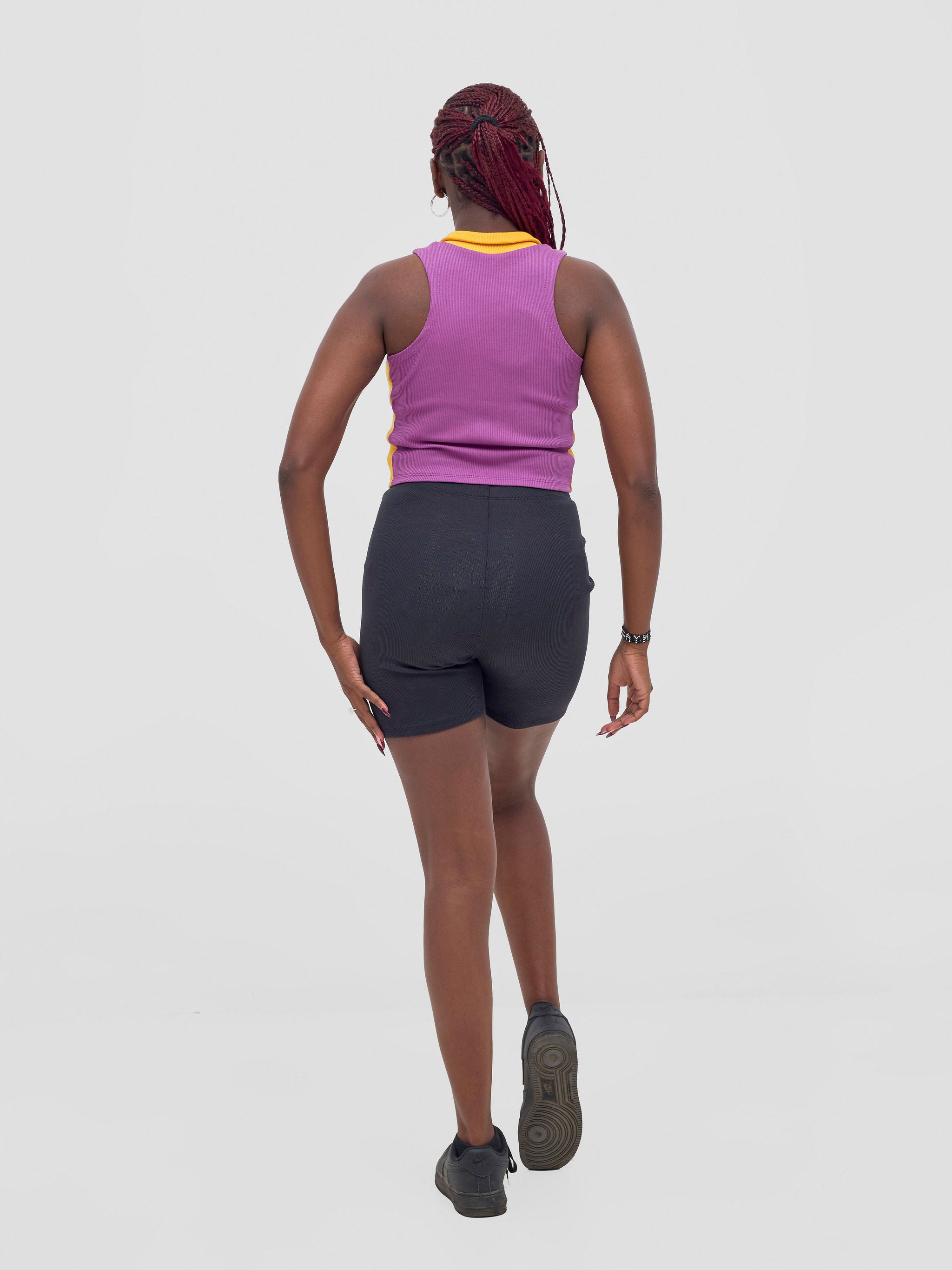 Zoya Vasha  Sleeveless Turtleneck Top - Purple / Yellow