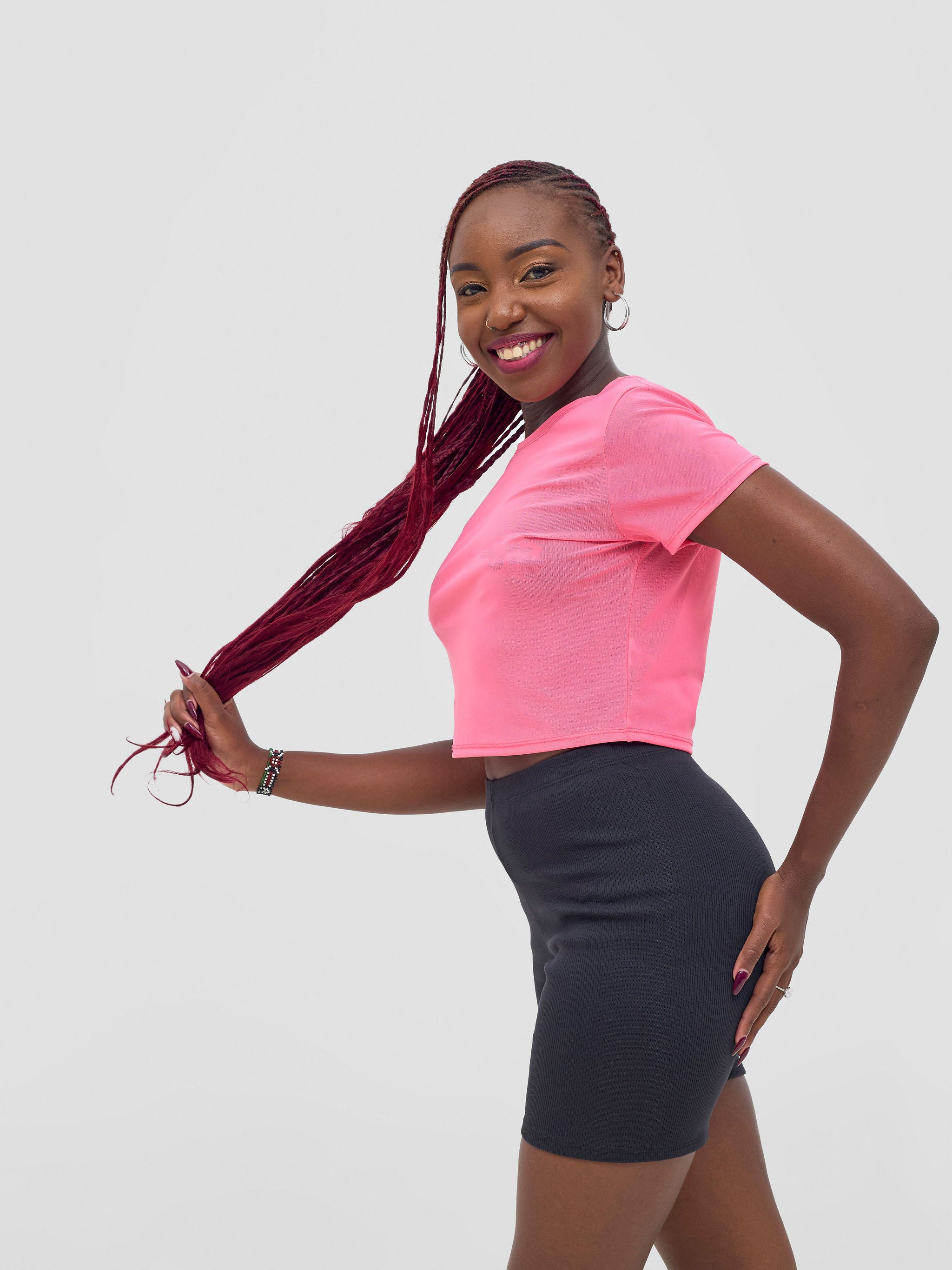 Zoya Vasha Short Sleeve Mesh Top - Neon Pink
