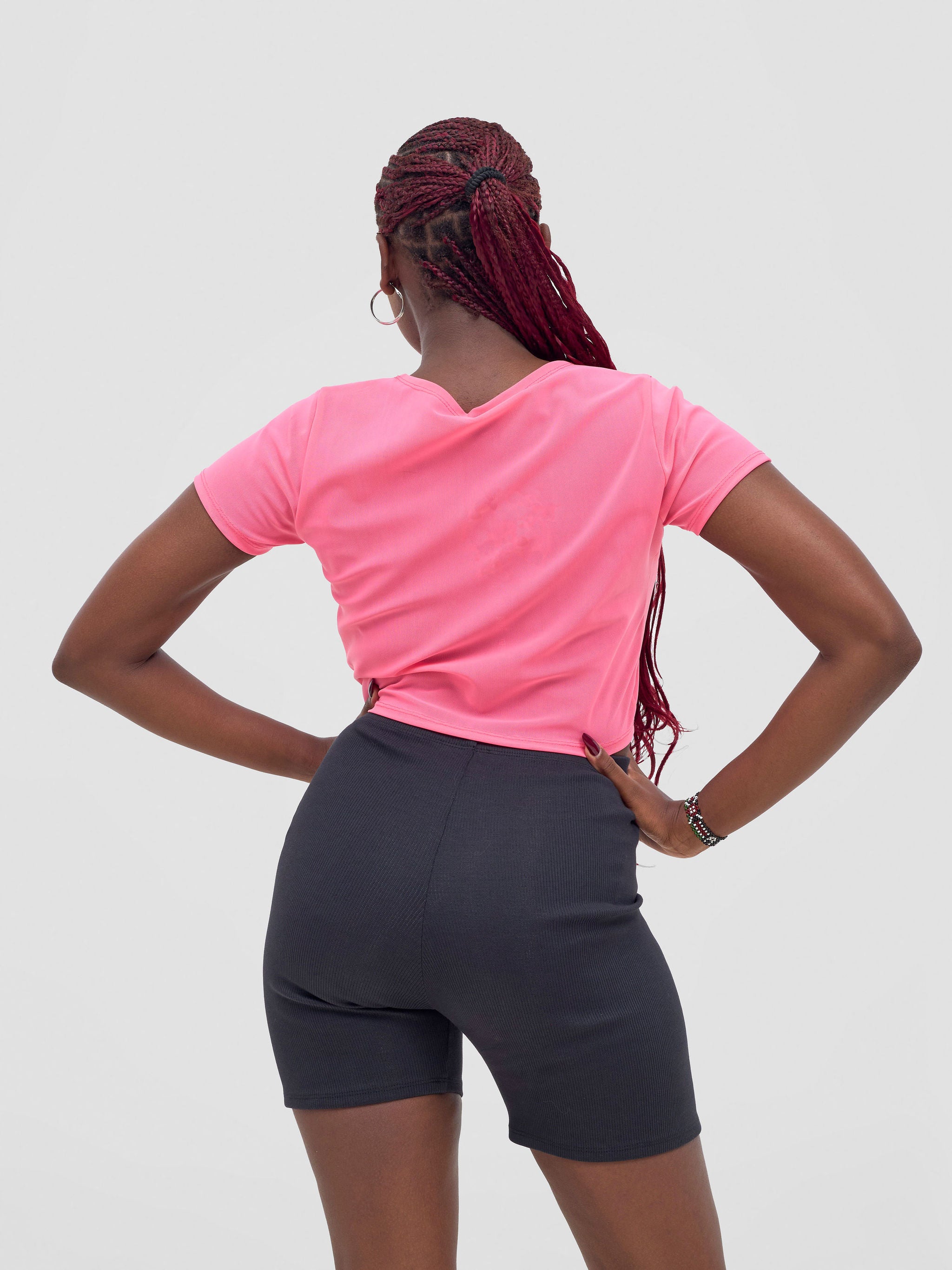 Zoya Vasha Short Sleeve Mesh Top - Neon Pink