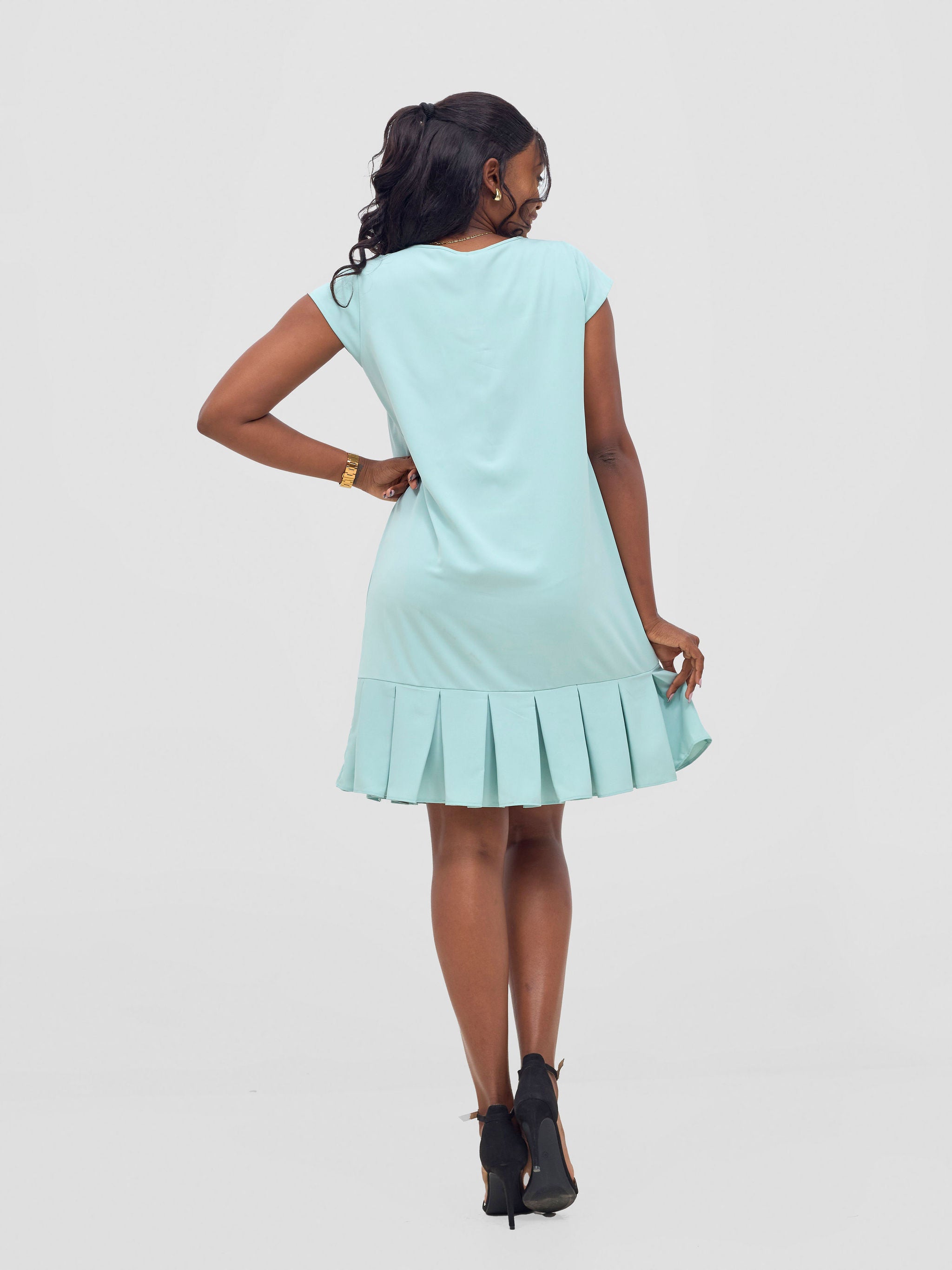 Vivo Zawadi Inverted Pleat Dress - Sea Green