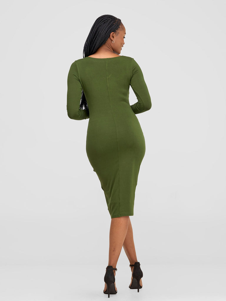 Vivo Basic Long Sleeved Double Layered Bodycon - Hunters Green