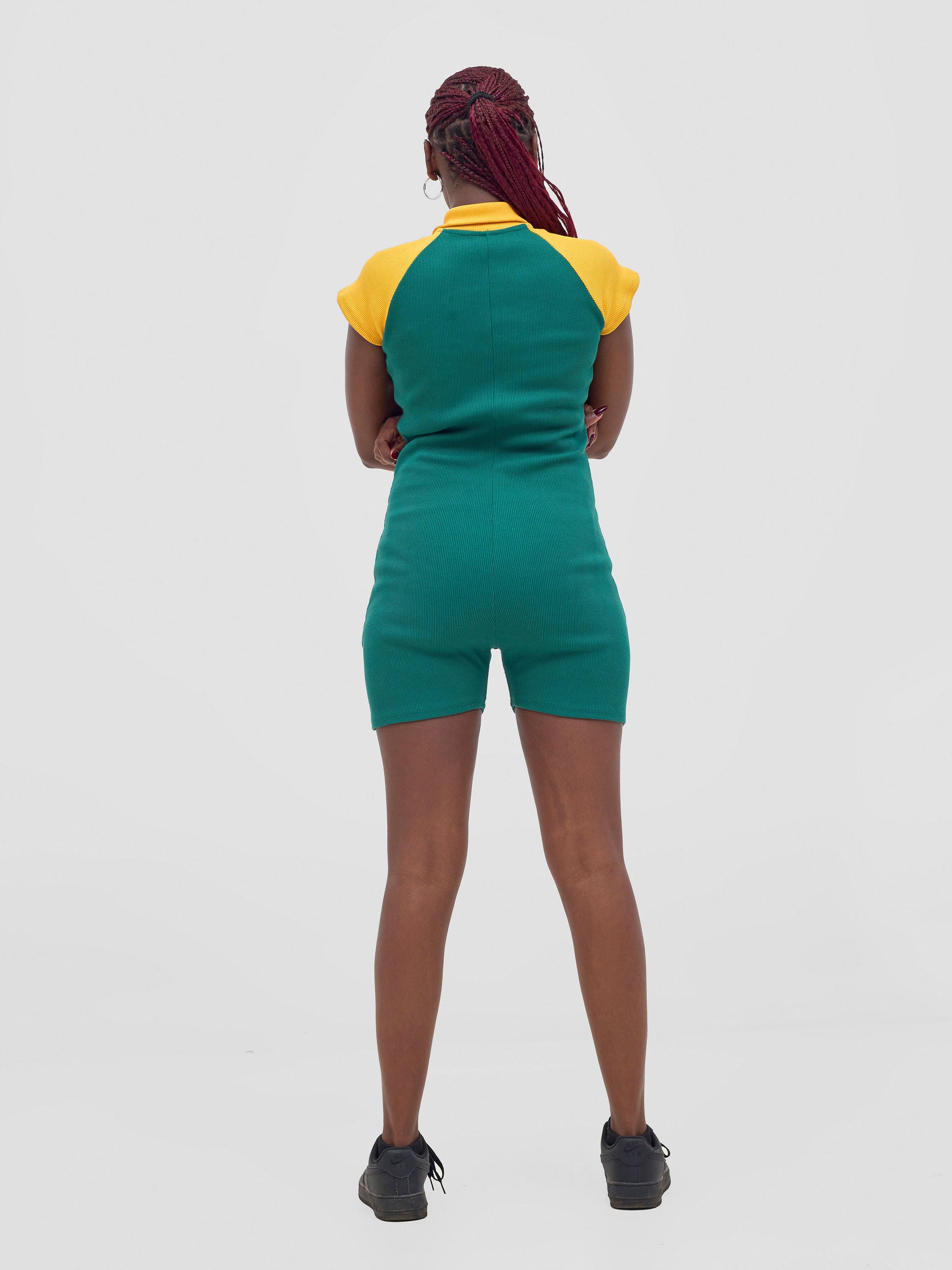 Zoya Vasha Raglan Sleeve Playsuit - Green / Yellow