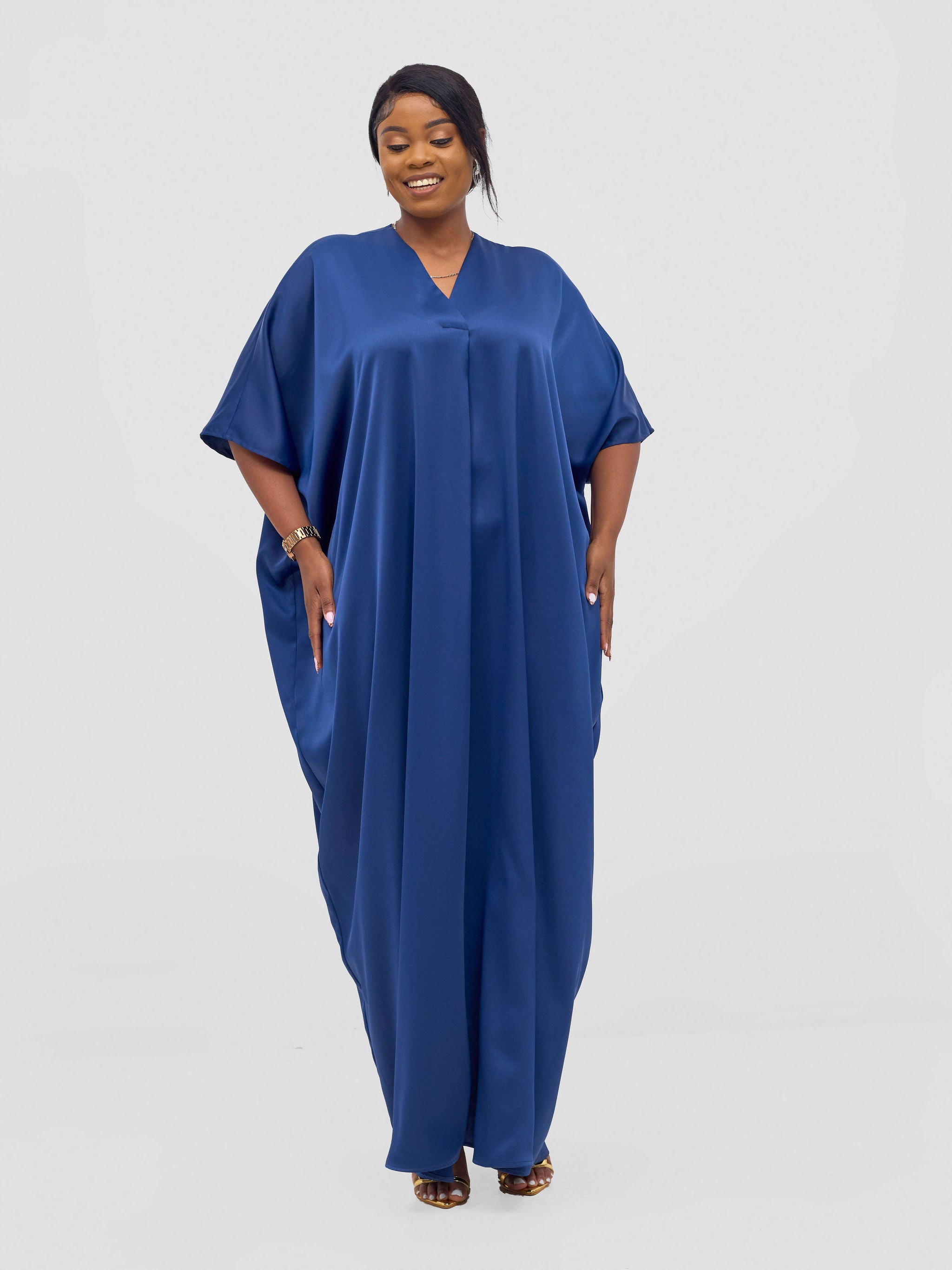 Vivo Sarabi Panelled V-Neck Kaftan - Navy Blue