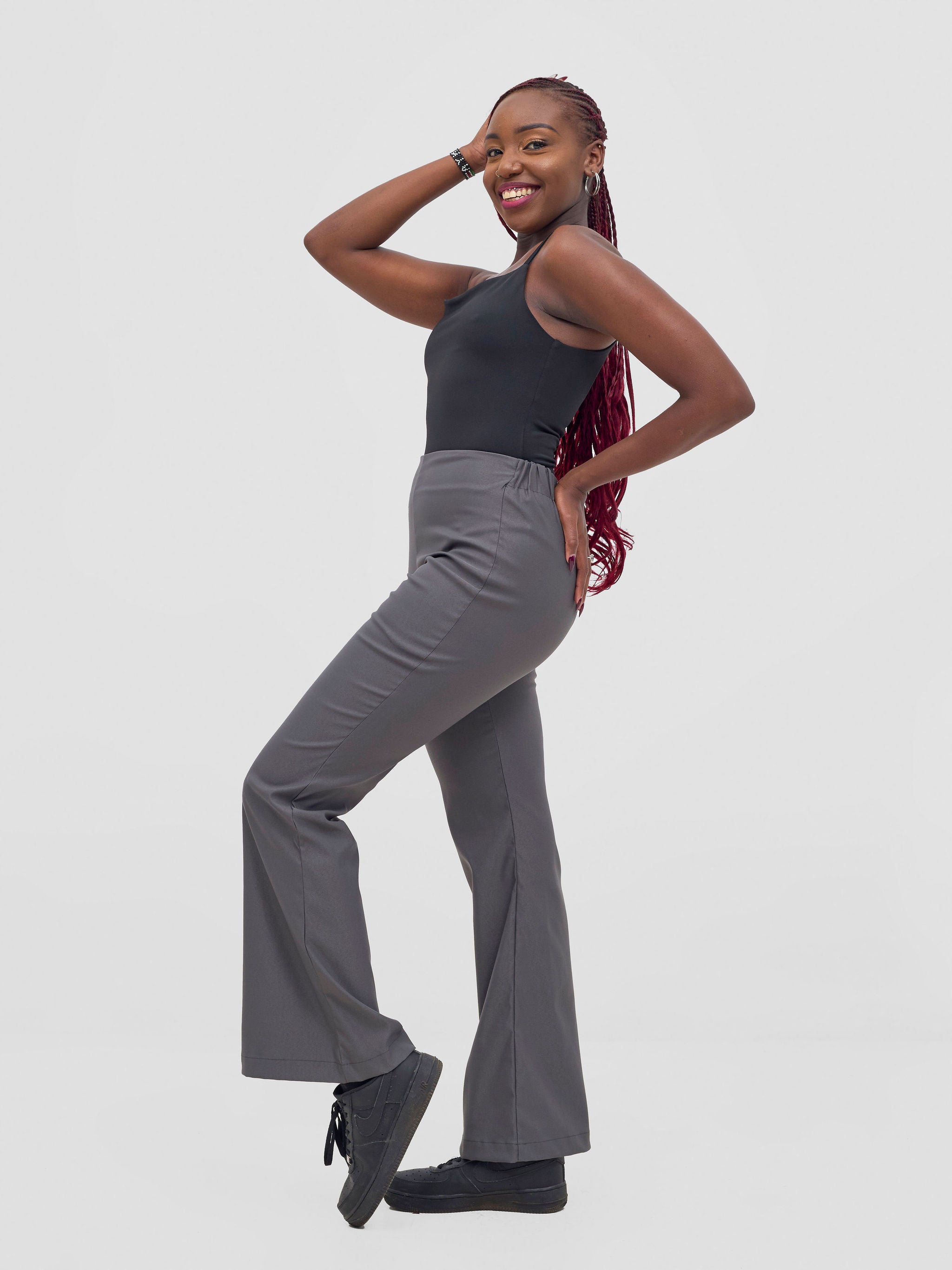Zoya Sadira Bell Bottom Pants - Grey