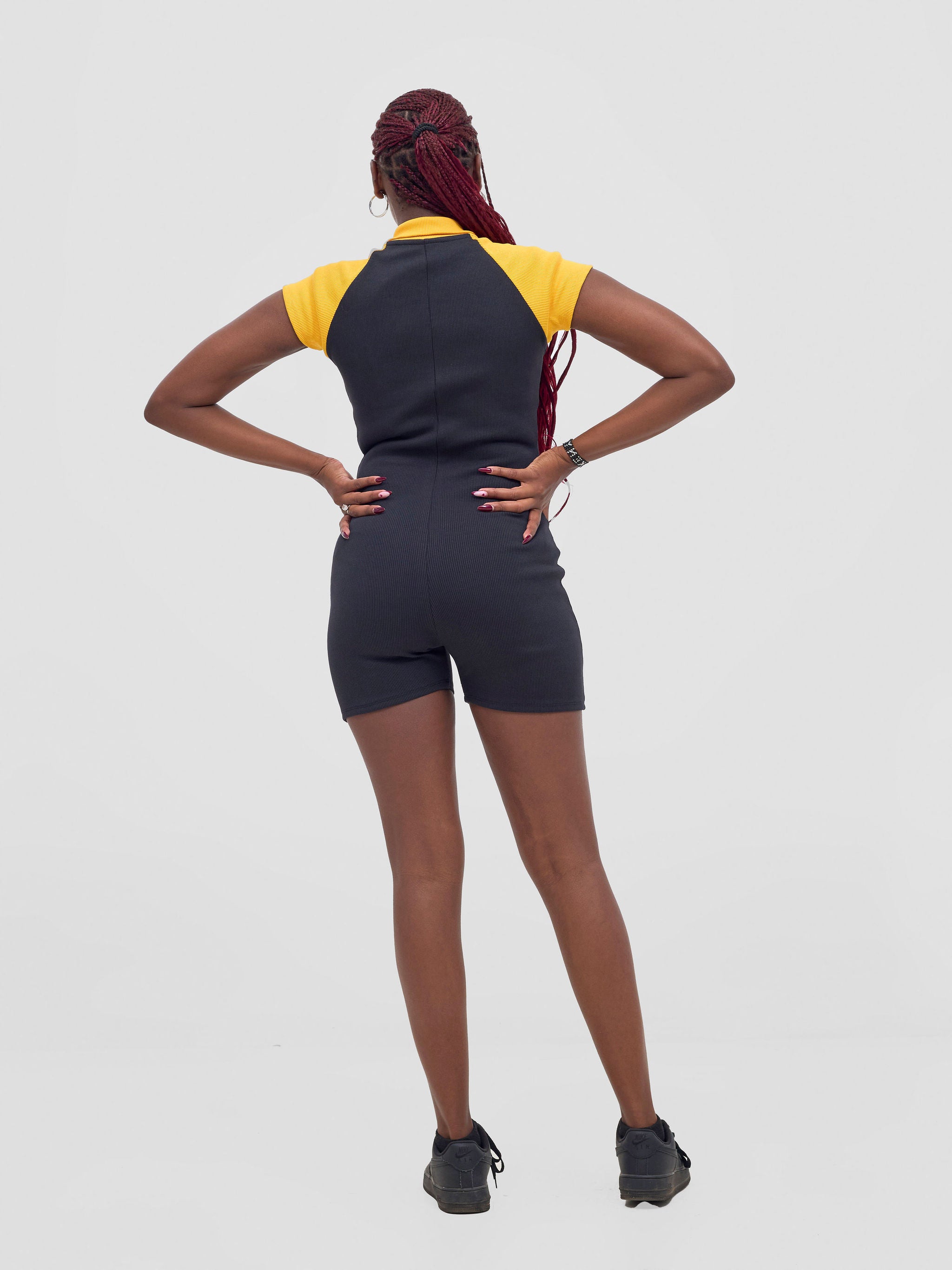 Zoya Vasha Raglan Sleeve Playsuit - Black / Yellow