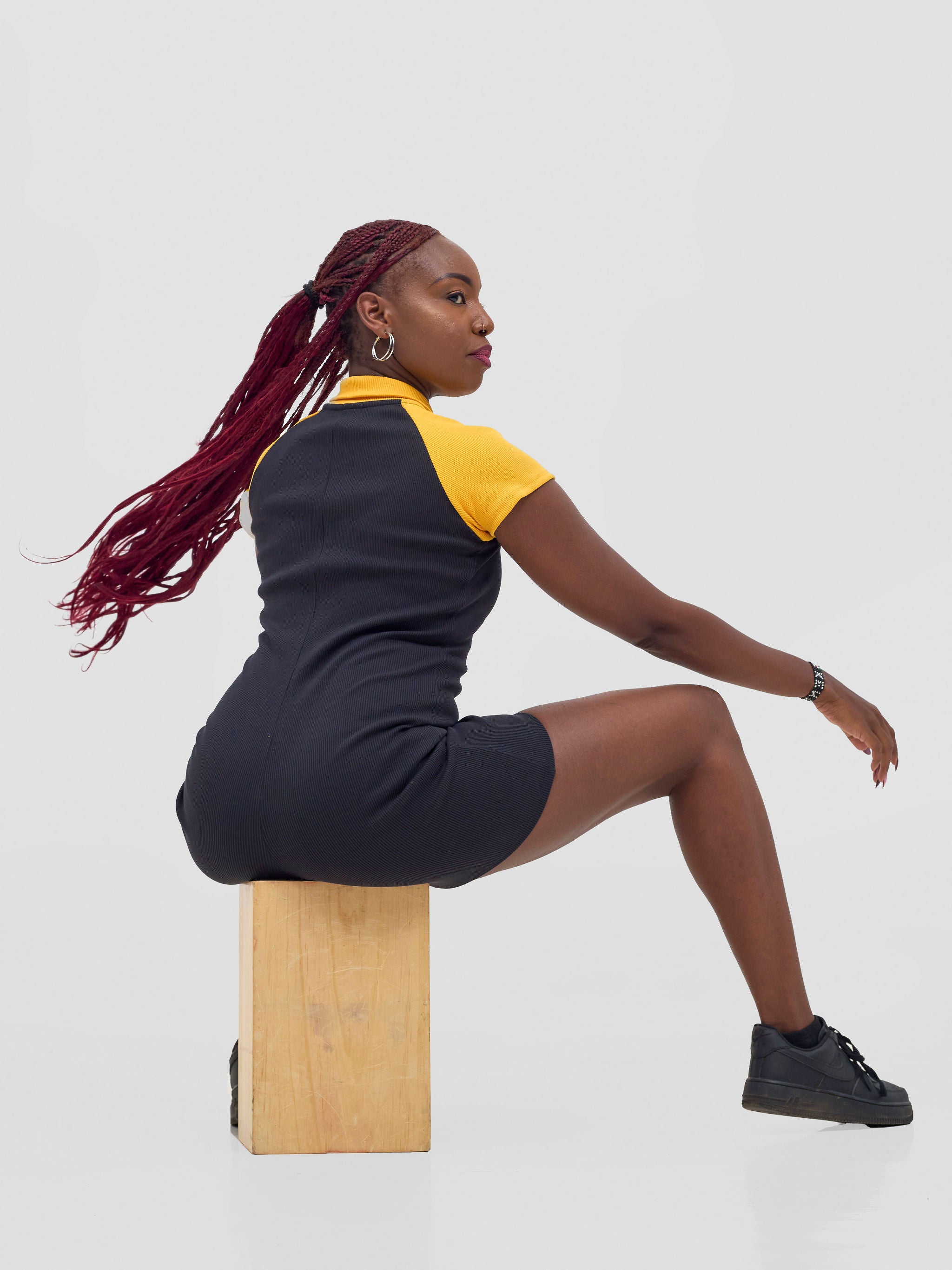 Zoya Vasha Raglan Sleeve Playsuit - Black / Yellow