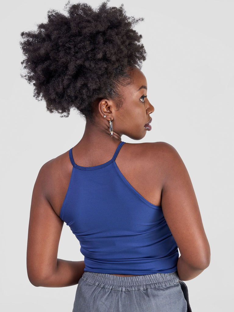 Zoya Yuni Halter Midriff Top - Navy Blue