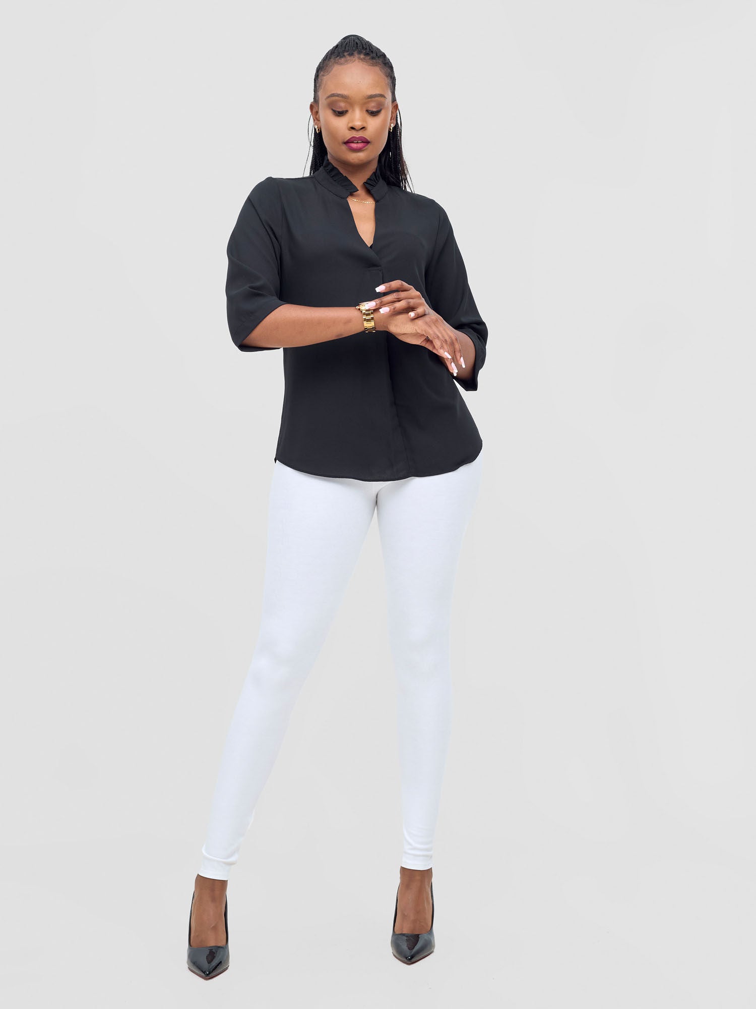 Vivo Saida 3/4 Sleeve Top - Black