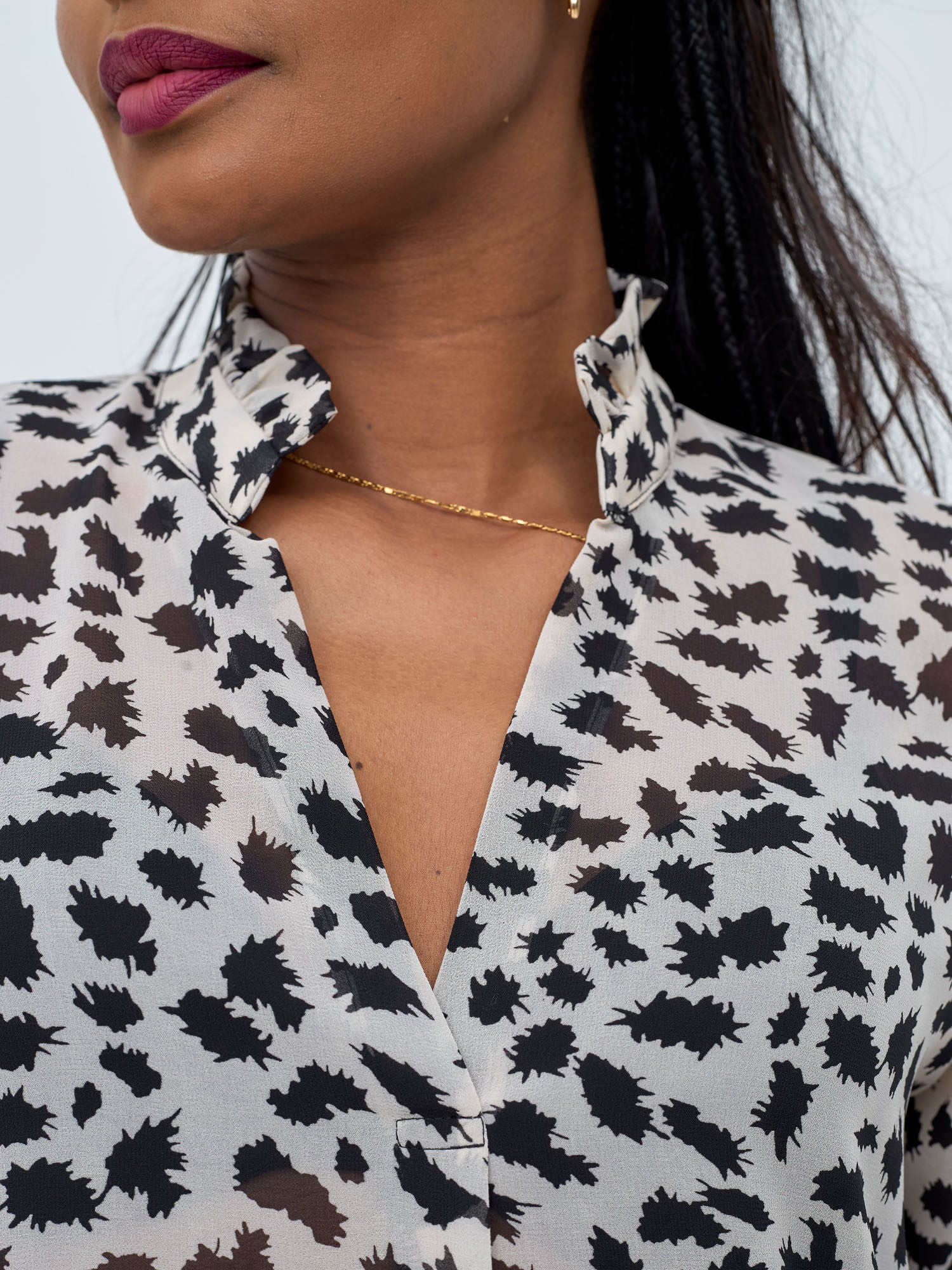 Vivo Saida 3/4 Sleeve Top - Cream / Black Sadia Print