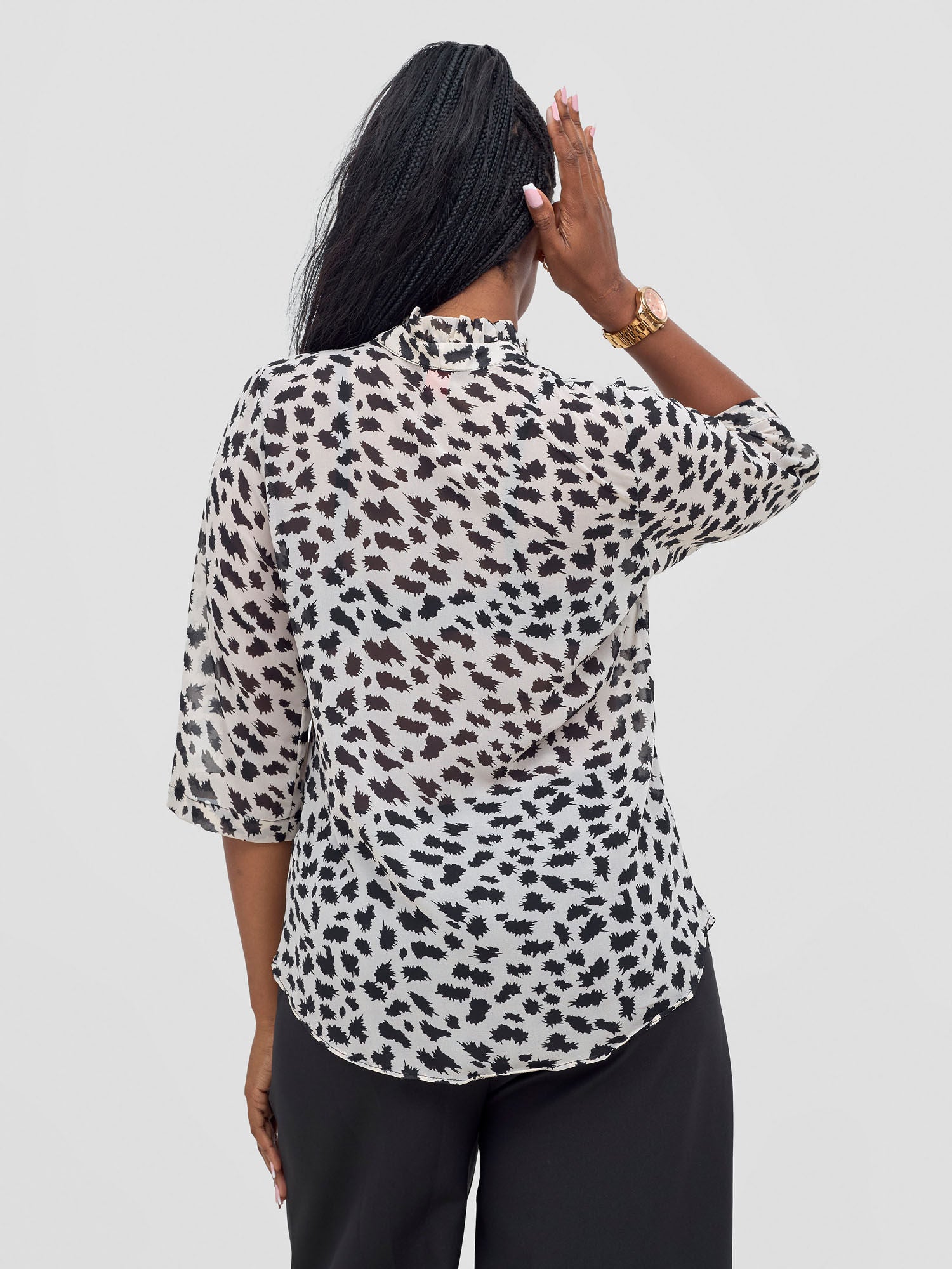 Vivo Saida 3/4 Sleeve Top - Cream / Black Sadia Print