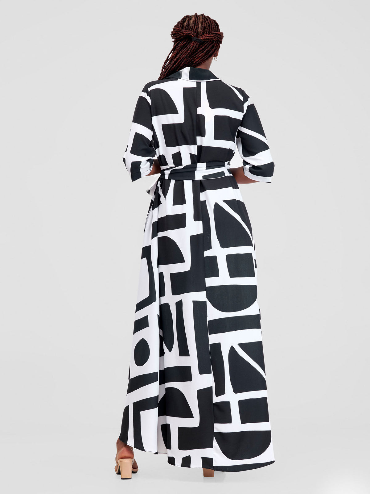 Vivo Basic Sleeveless Tent Maxi Dress - Black / Green Print