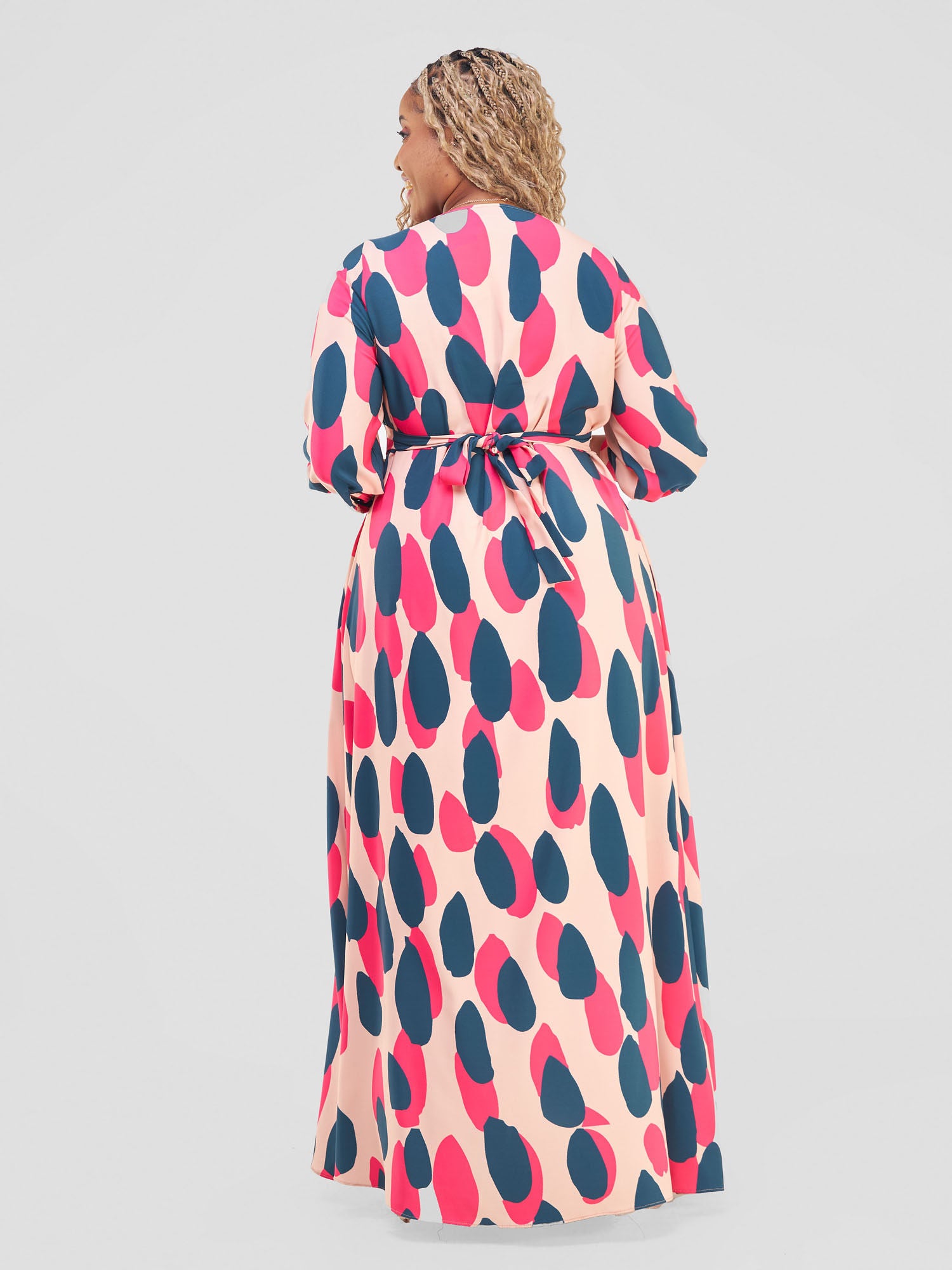 Vivo Hadiya Tie Maxi Dress - Peach / Teal Diya Print