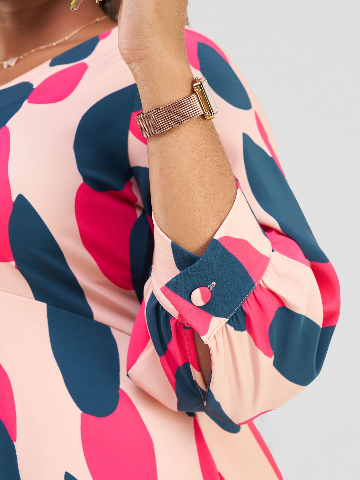 Vivo Hadiya Tie Maxi Dress - Peach / Teal Diya Print