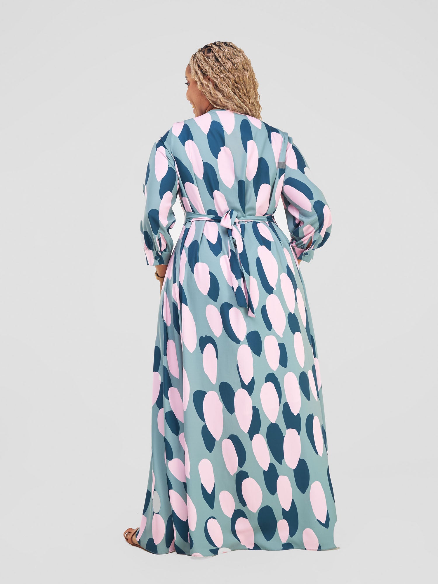 Vivo Hadiya Tie Maxi Dress - Olive / Teal Diya Print