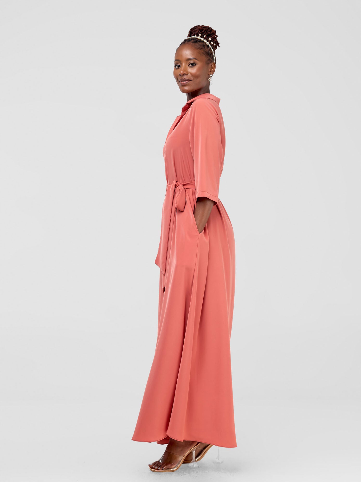 Vivo Yumi Maxi Shirt Dress - Masala