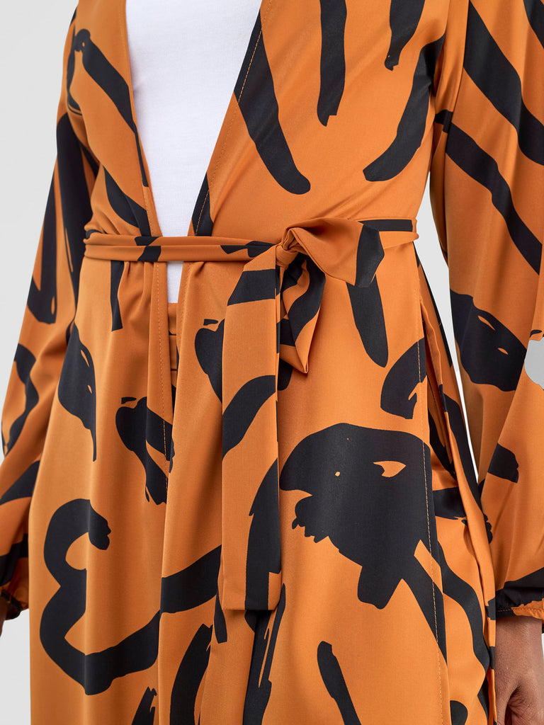Vivo Chesi Kimono - Rust / Black Hesi Print