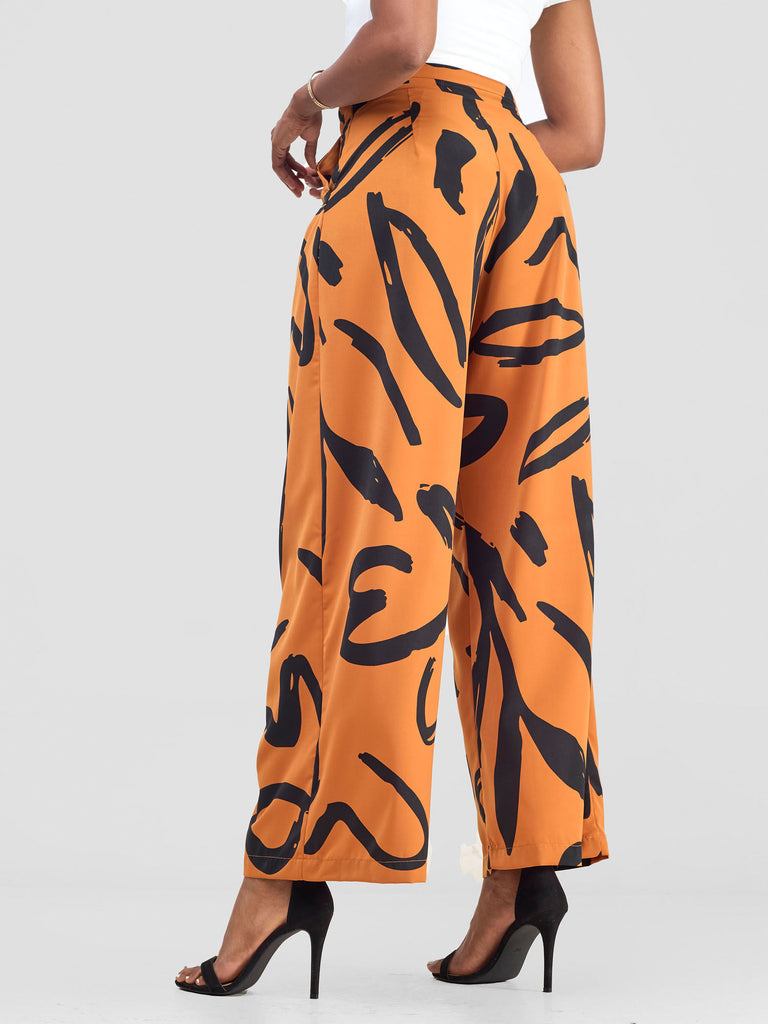 Vivo Chesi Wide Leg Pants - Rust / Black Hesi Print