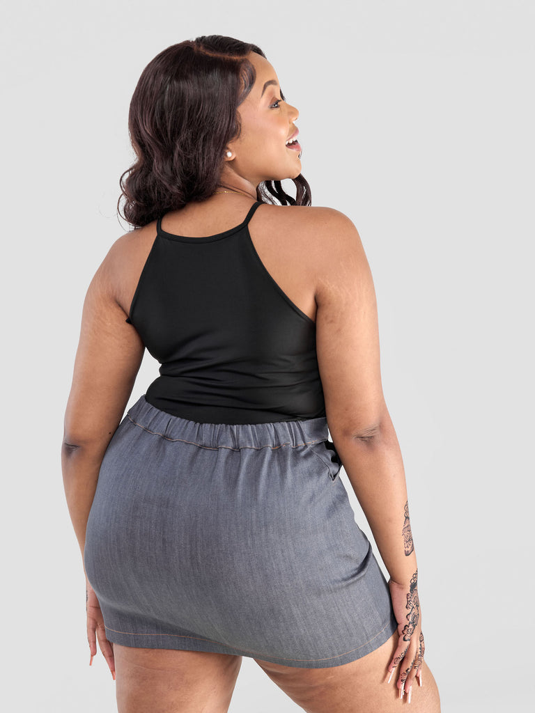 Zoya Yuni Contrast Stitch Mini Skirt - Grey