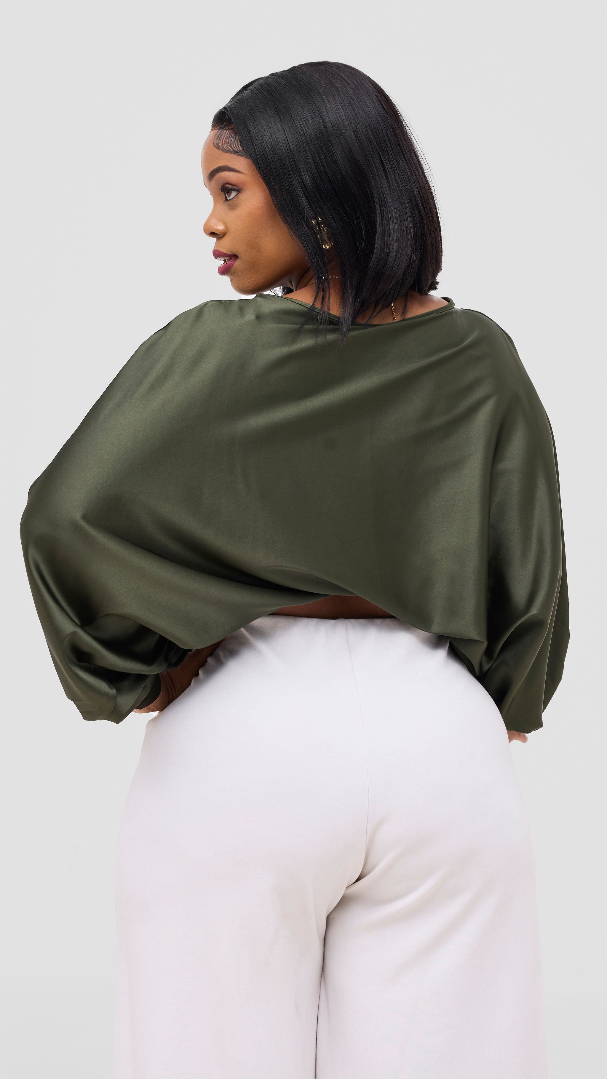Vivo Sawari Crossed Cuff Batwing Top - Hunters