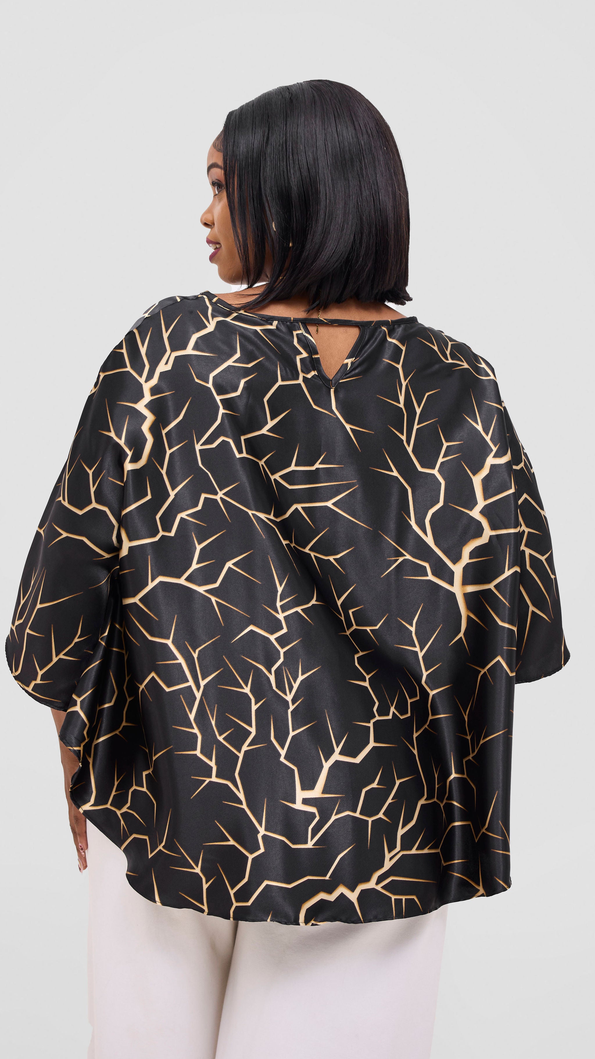 Vivo Keza Circular Loose Top - Black / Beige Eza Print
