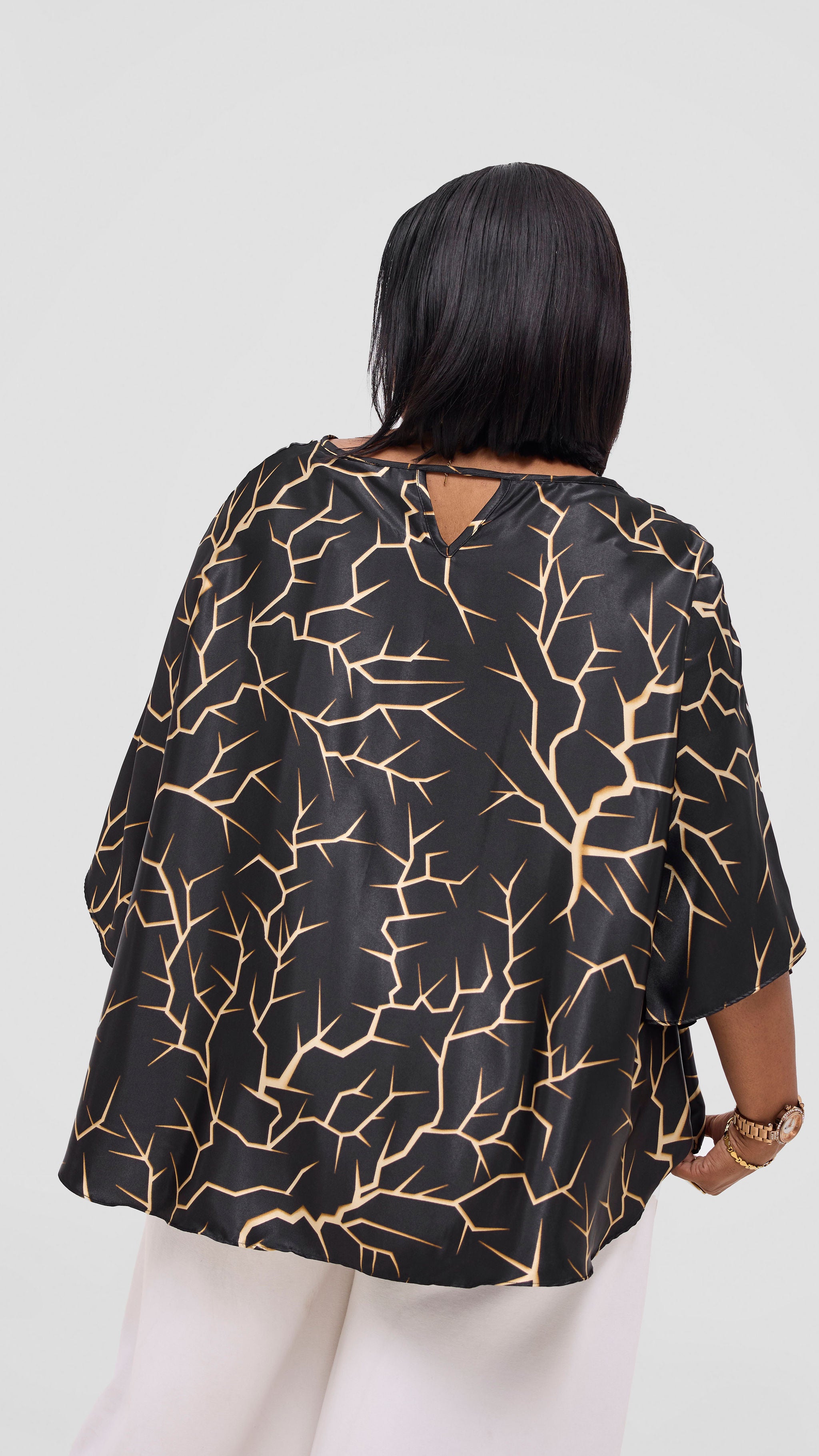 Vivo Keza Circular Loose Top - Black / Beige Eza Print